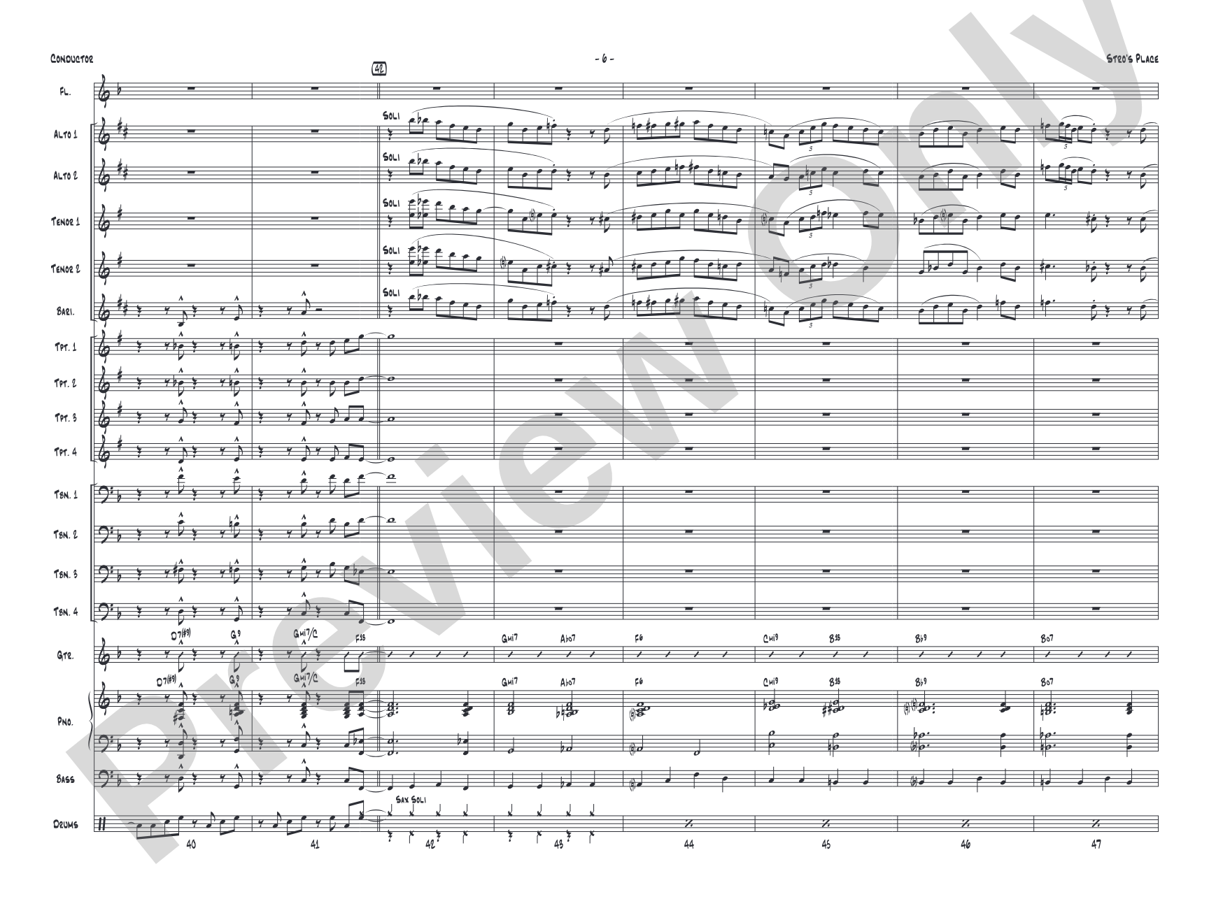 Stro's Place: Jazz Ensemble Conductor Score & Parts