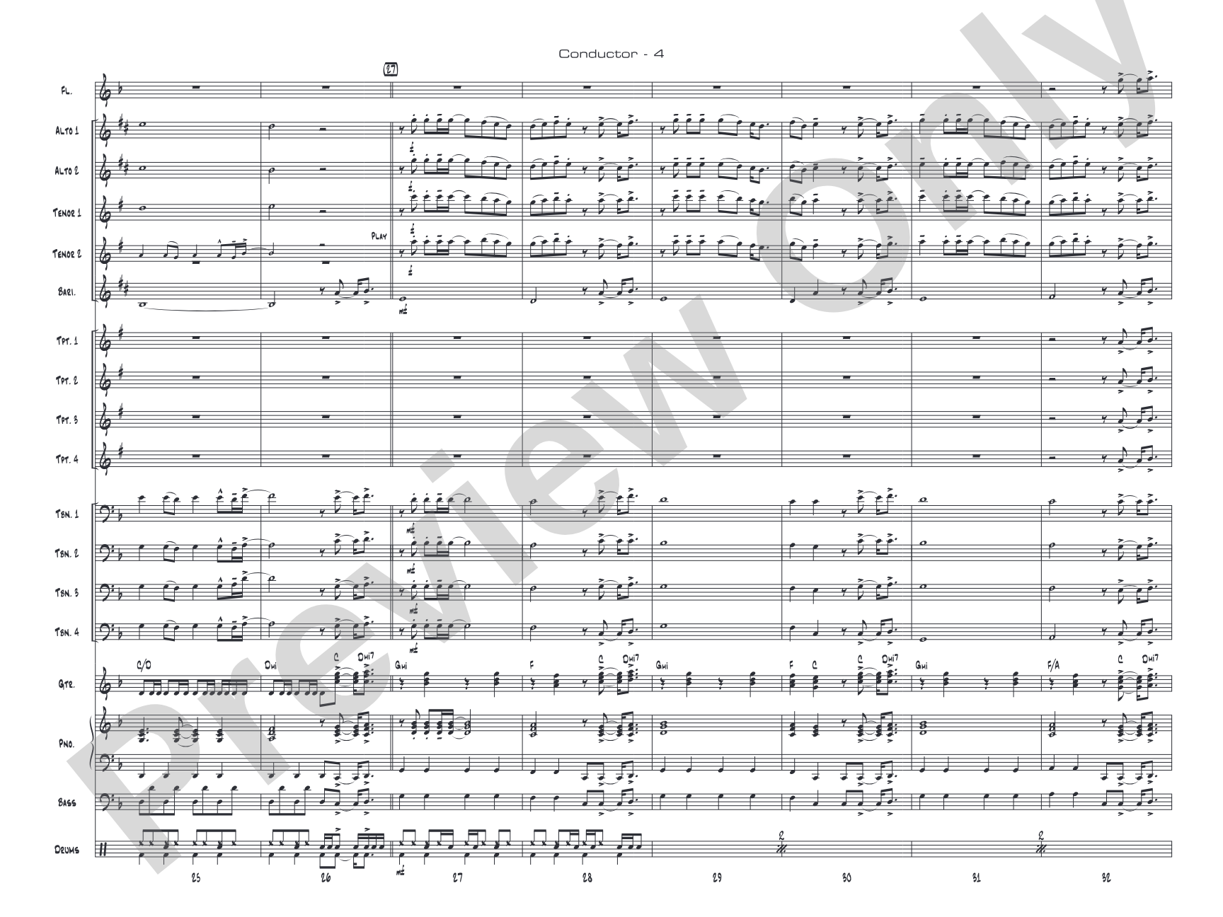 Eye of the Tiger: Jazz Ensemble Conductor Score & Parts