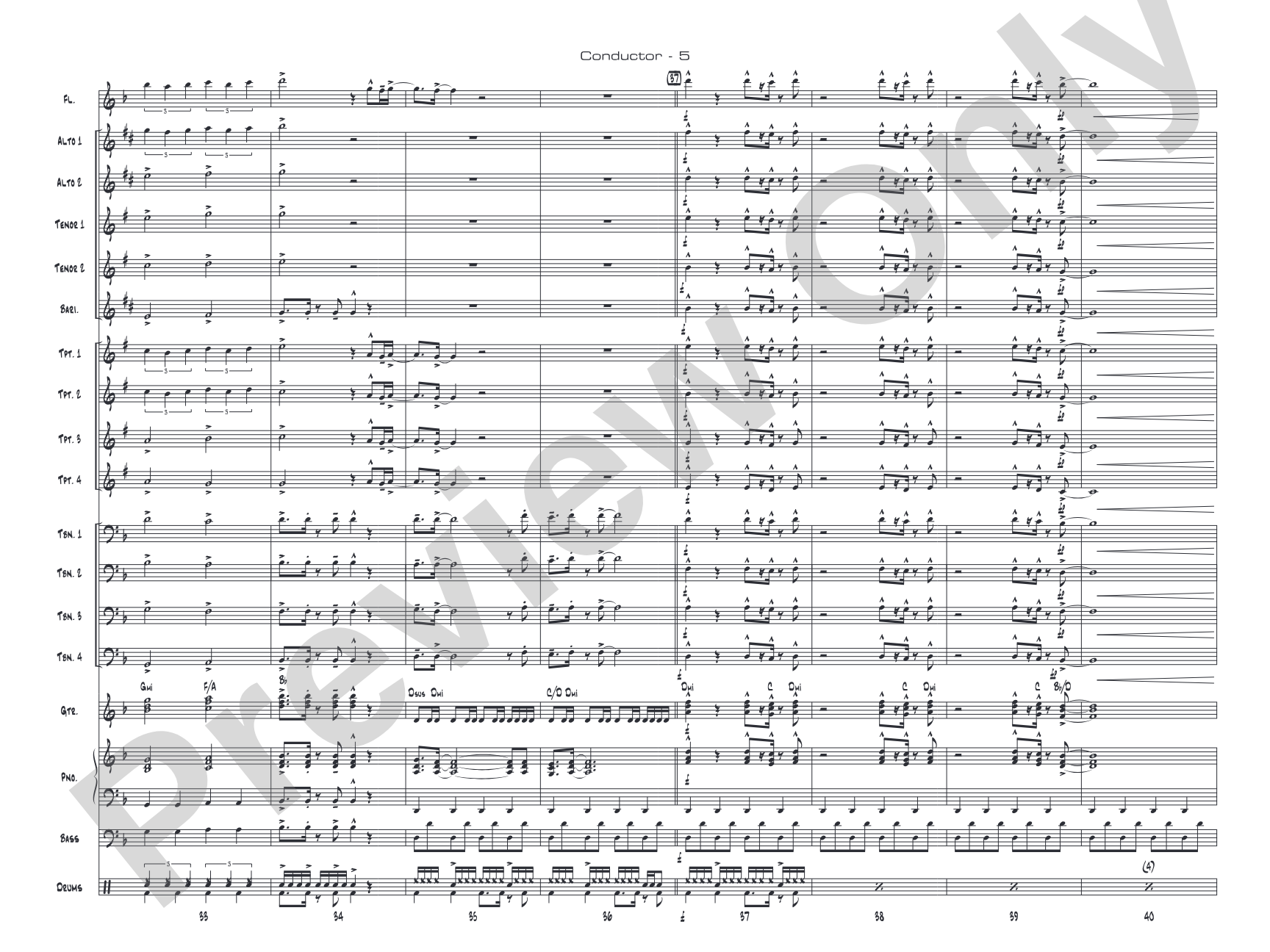 Eye of the Tiger: Jazz Ensemble Conductor Score & Parts