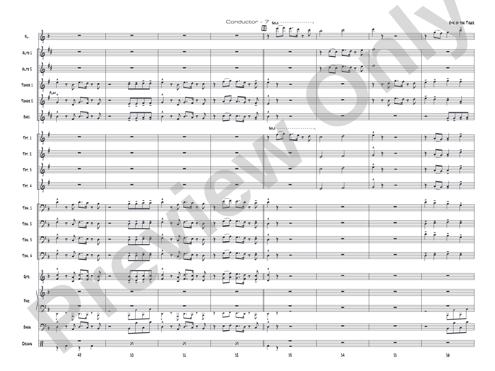Eye of the Tiger: Jazz Ensemble Conductor Score & Parts