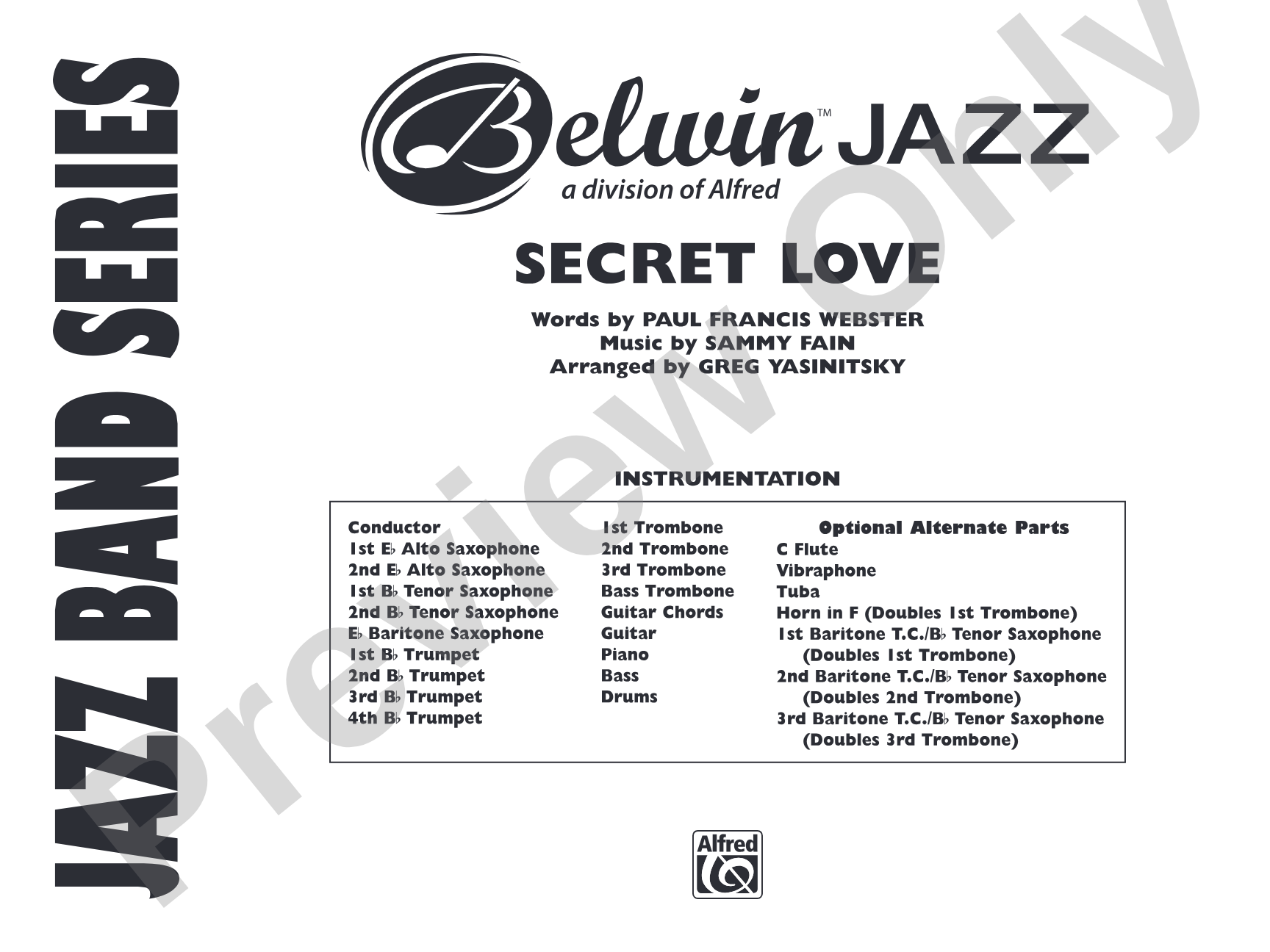 Secret Love: Jazz Ensemble Conductor Score & Parts