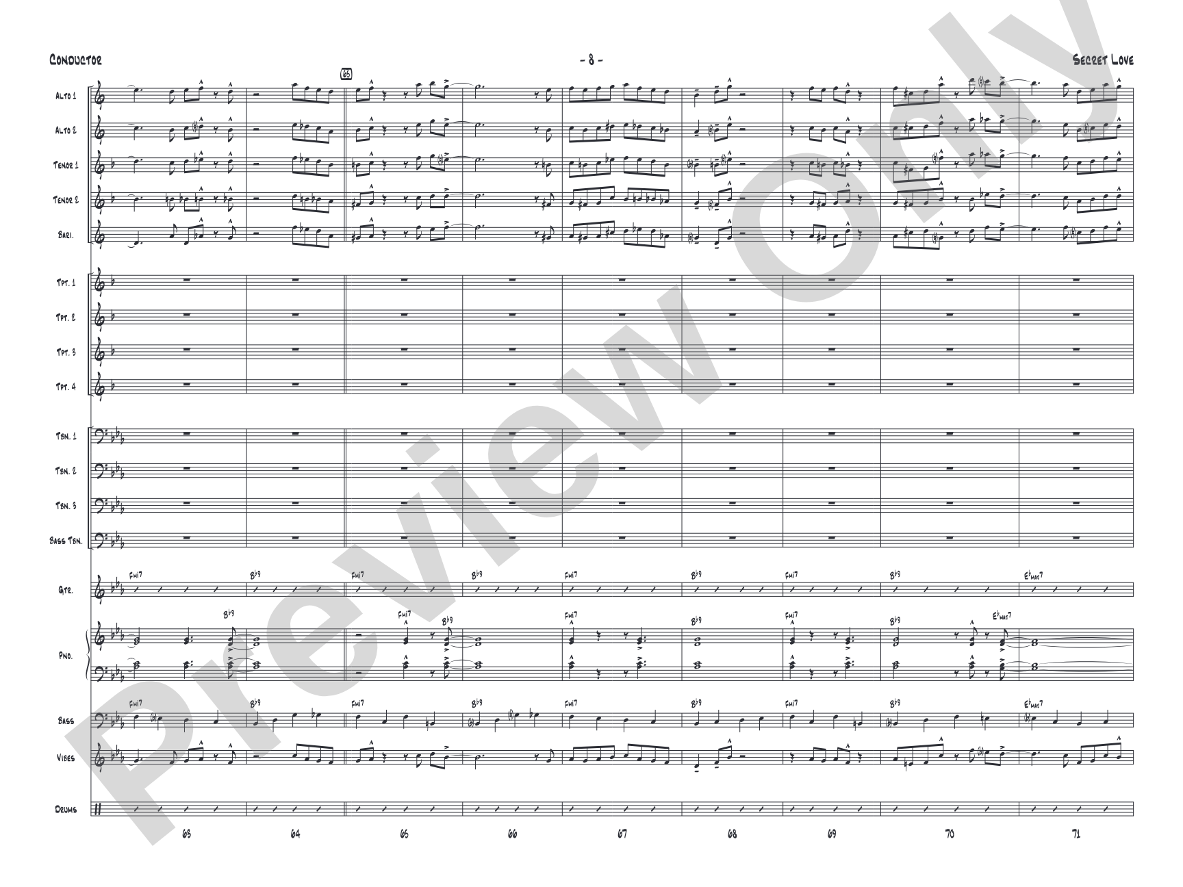 Secret Love: Jazz Ensemble Conductor Score & Parts