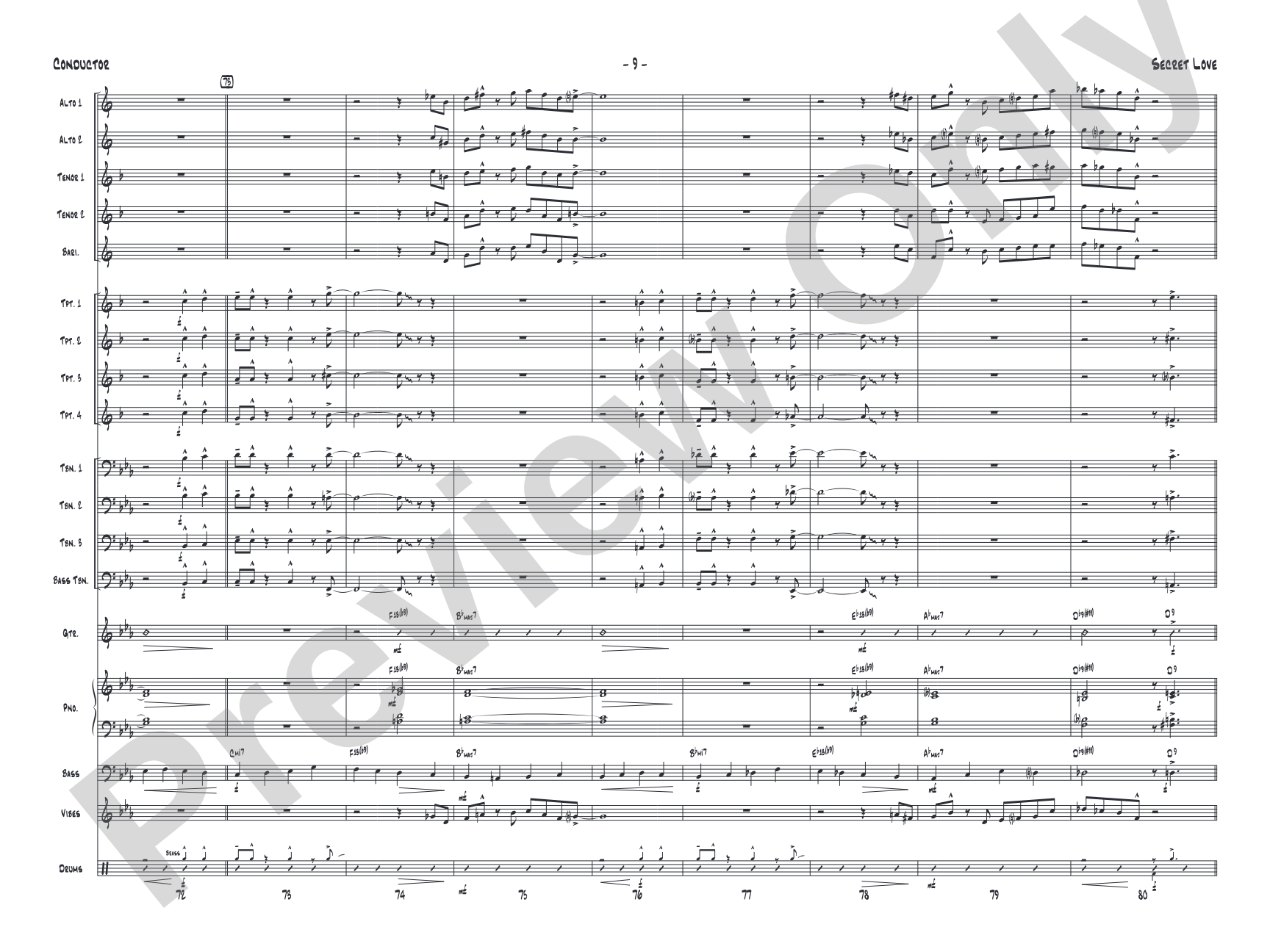 Secret Love: Jazz Ensemble Conductor Score & Parts