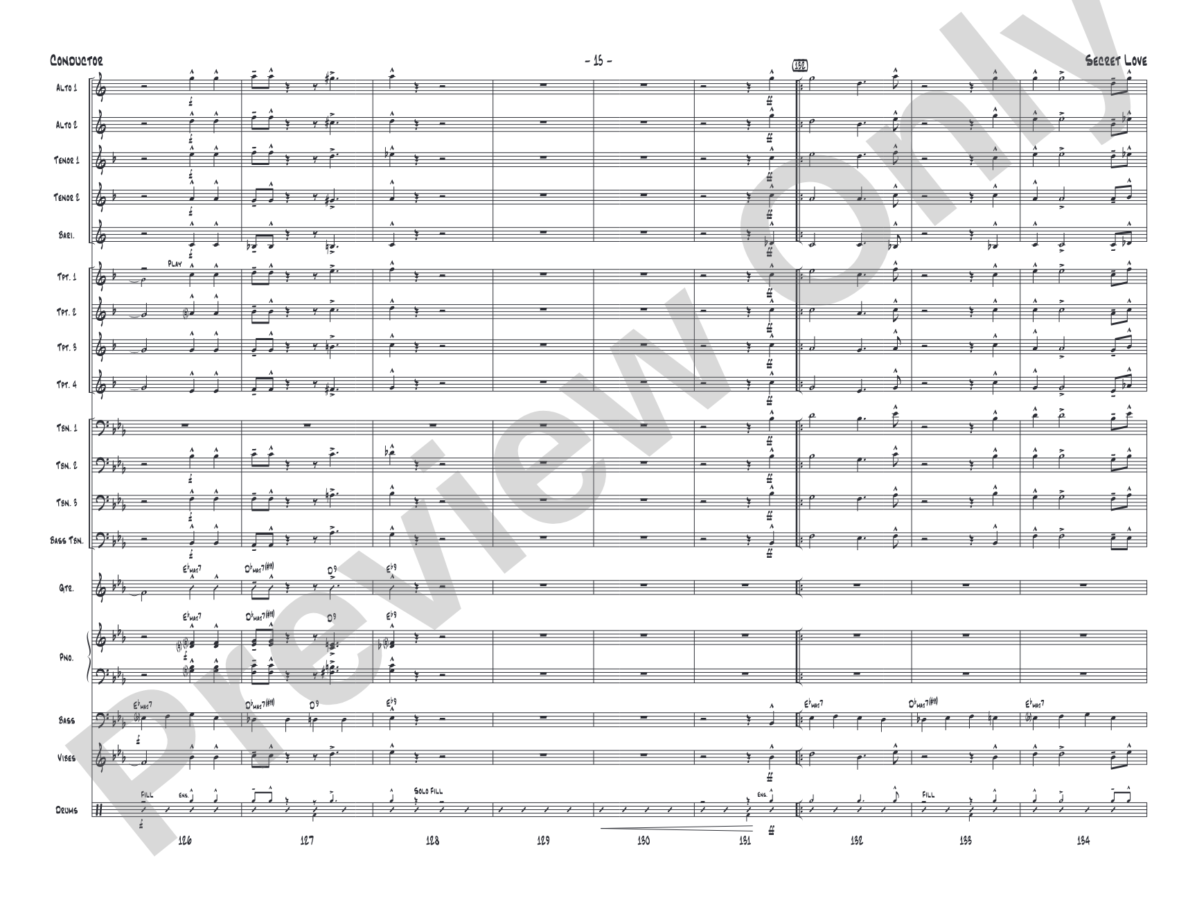 Secret Love: Jazz Ensemble Conductor Score & Parts