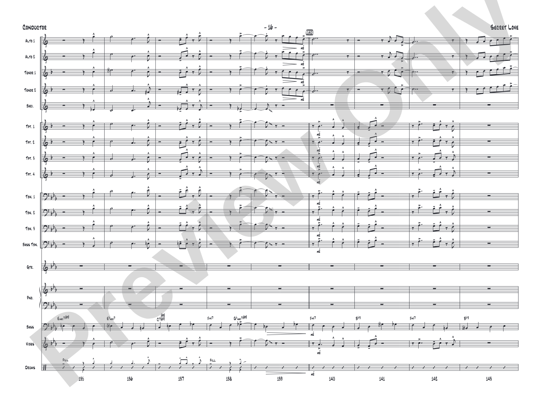 Secret Love: Jazz Ensemble Conductor Score & Parts