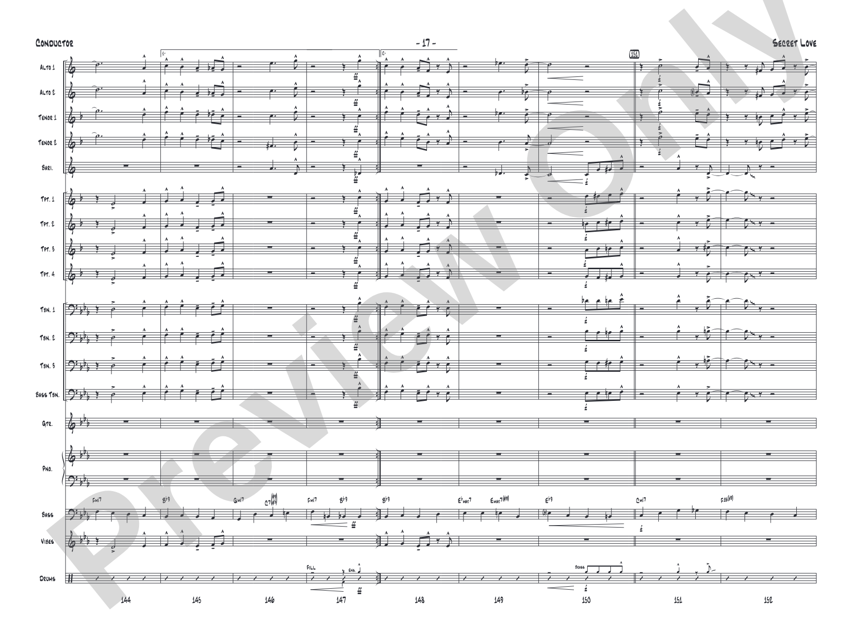 Secret Love: Jazz Ensemble Conductor Score & Parts
