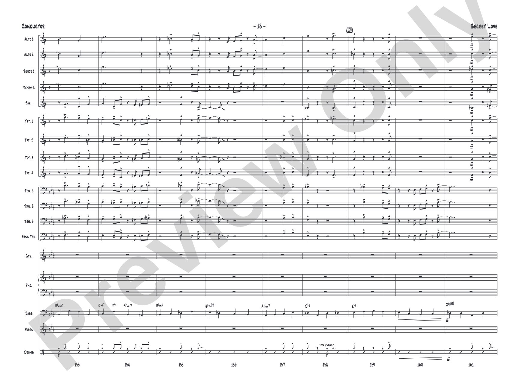 Secret Love: Jazz Ensemble Conductor Score & Parts