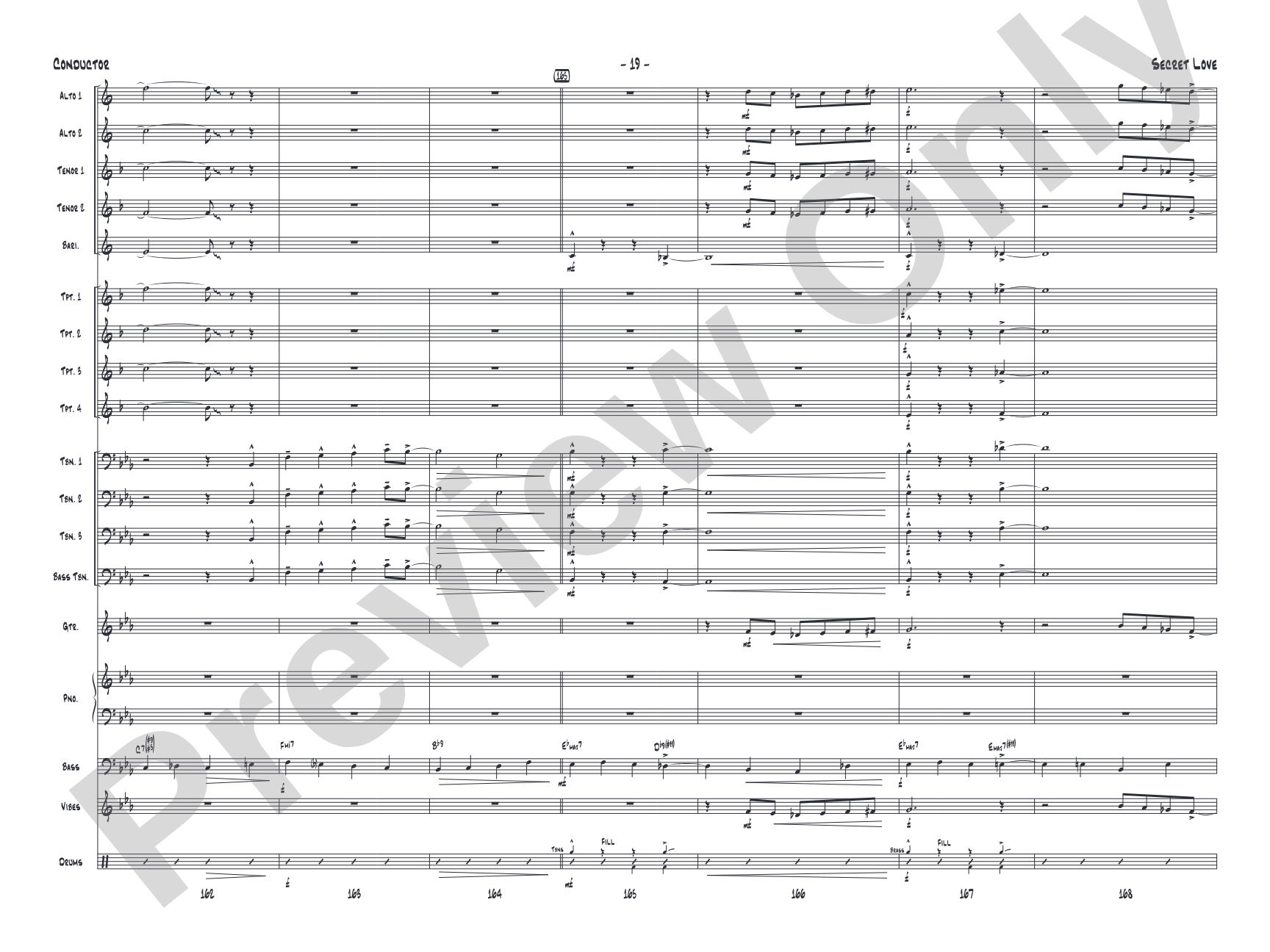 Secret Love: Jazz Ensemble Conductor Score & Parts