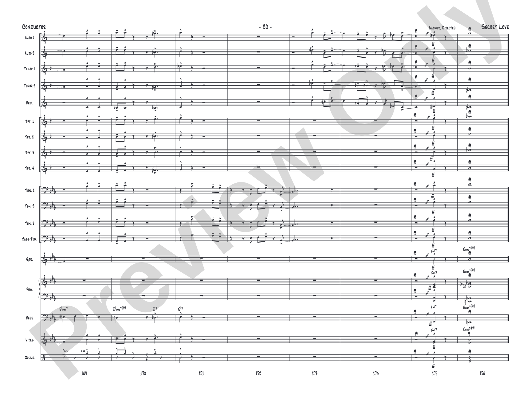 Secret Love: Jazz Ensemble Conductor Score & Parts