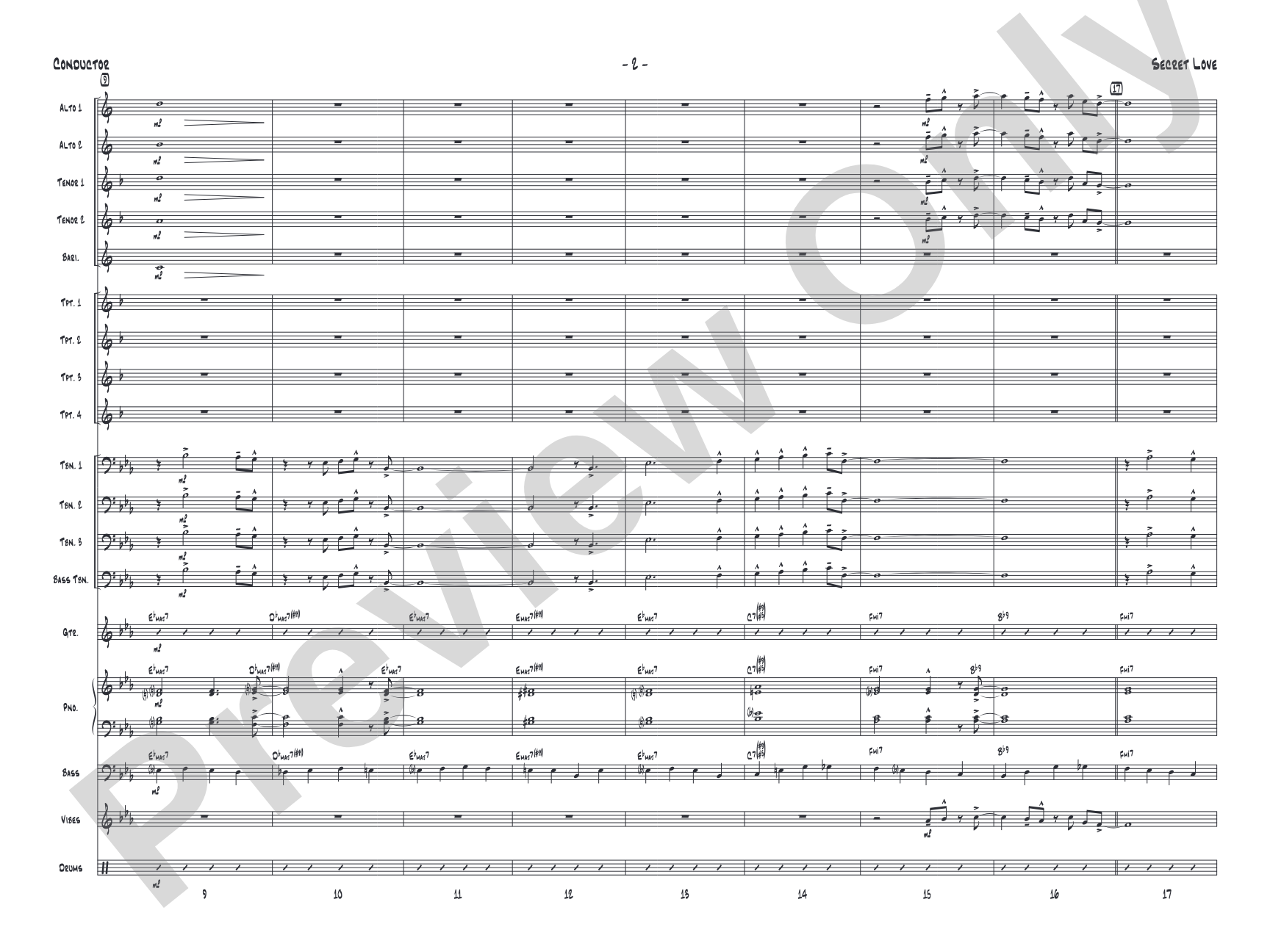 Secret Love: Jazz Ensemble Conductor Score & Parts