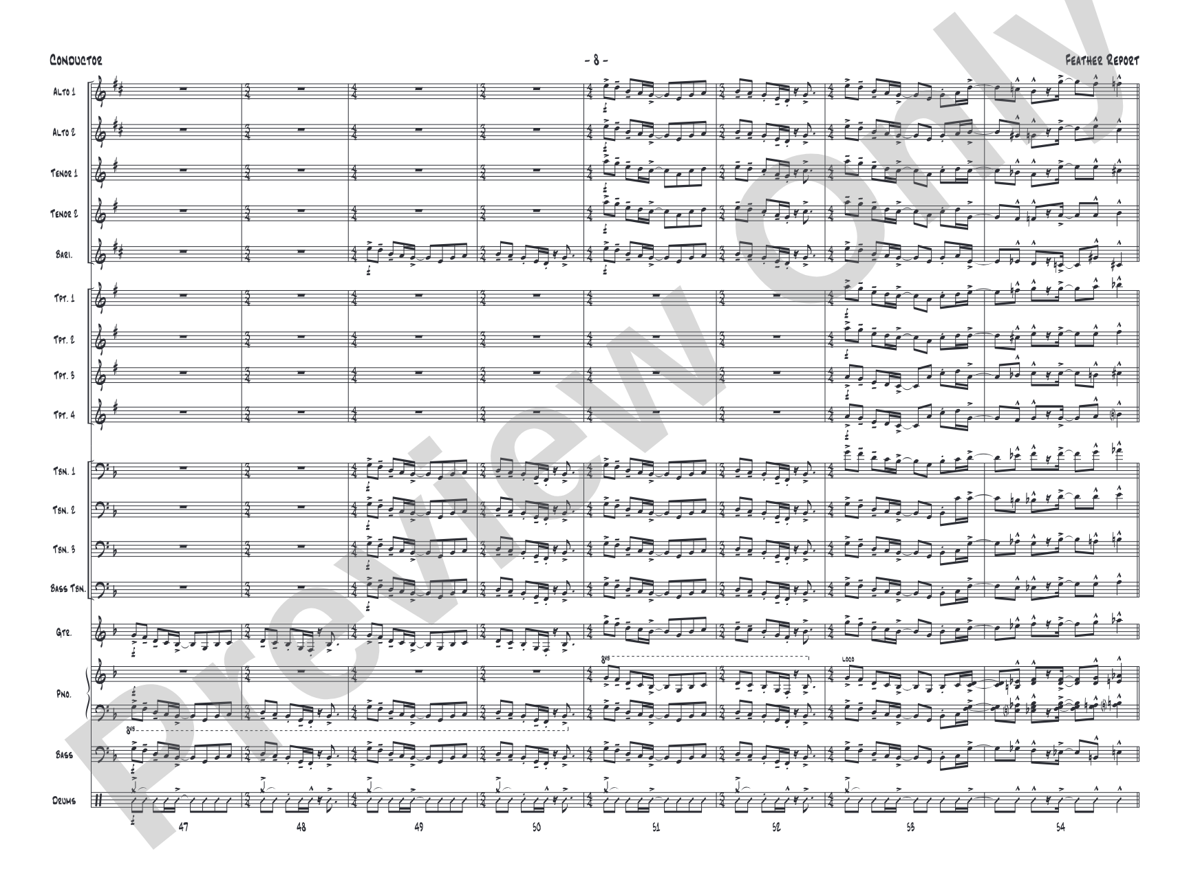 Feather Report: Jazz Ensemble Conductor Score & Parts