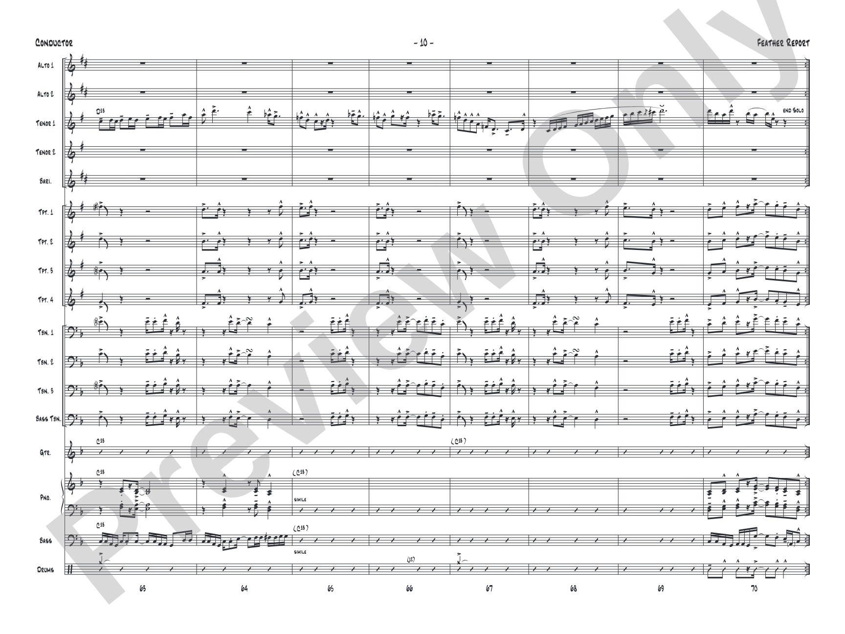 Feather Report: Jazz Ensemble Conductor Score & Parts
