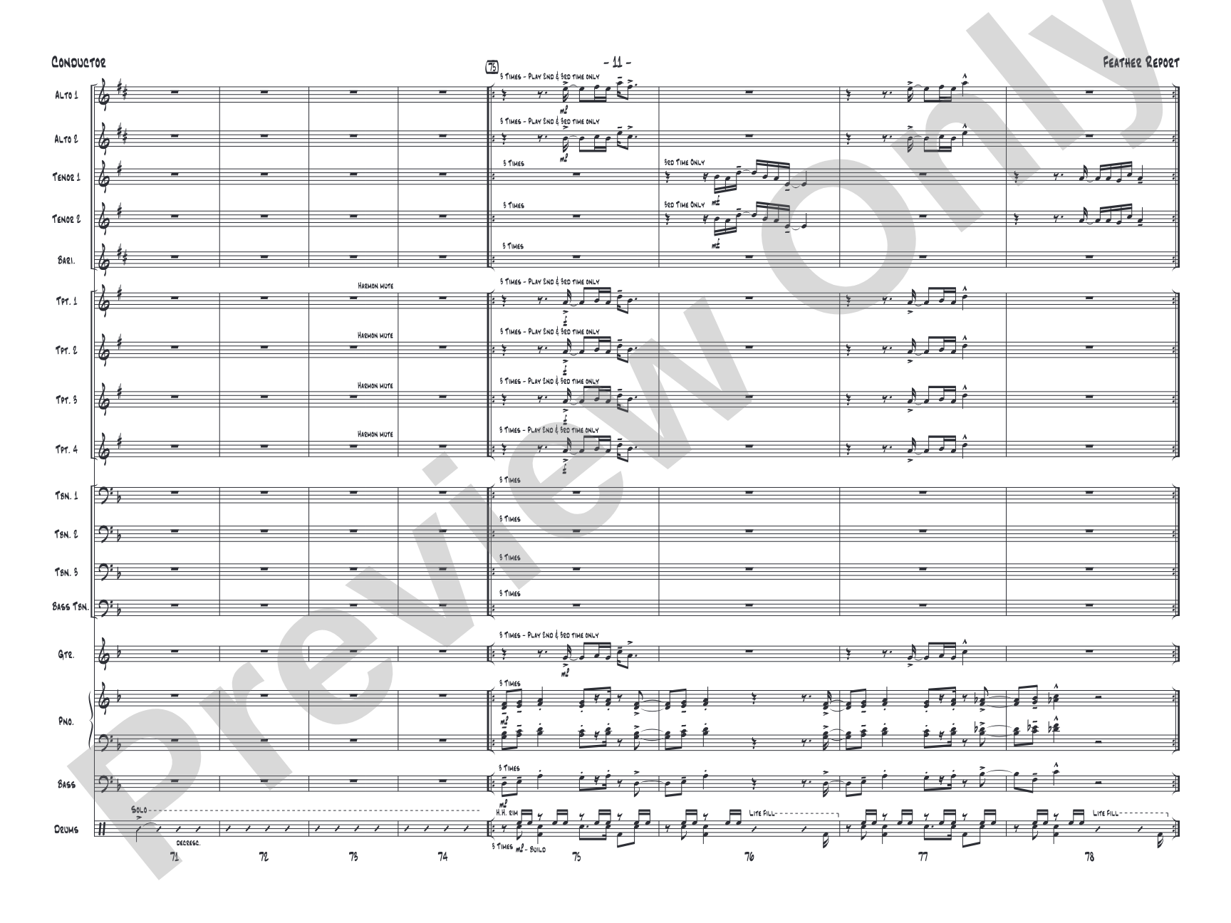 Feather Report: Jazz Ensemble Conductor Score & Parts
