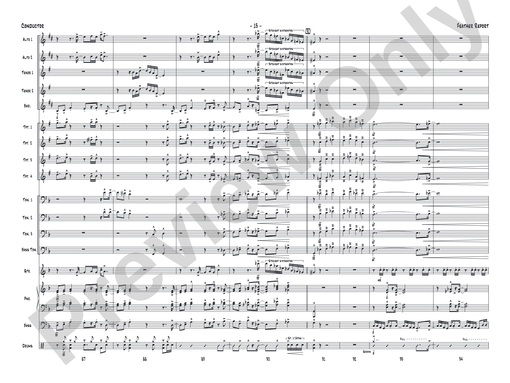 Feather Report: Jazz Ensemble Conductor Score & Parts