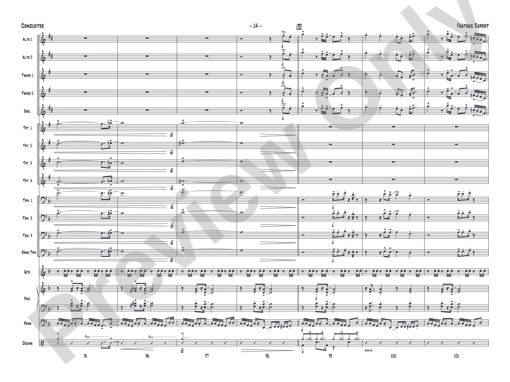 Feather Report: Jazz Ensemble Conductor Score & Parts