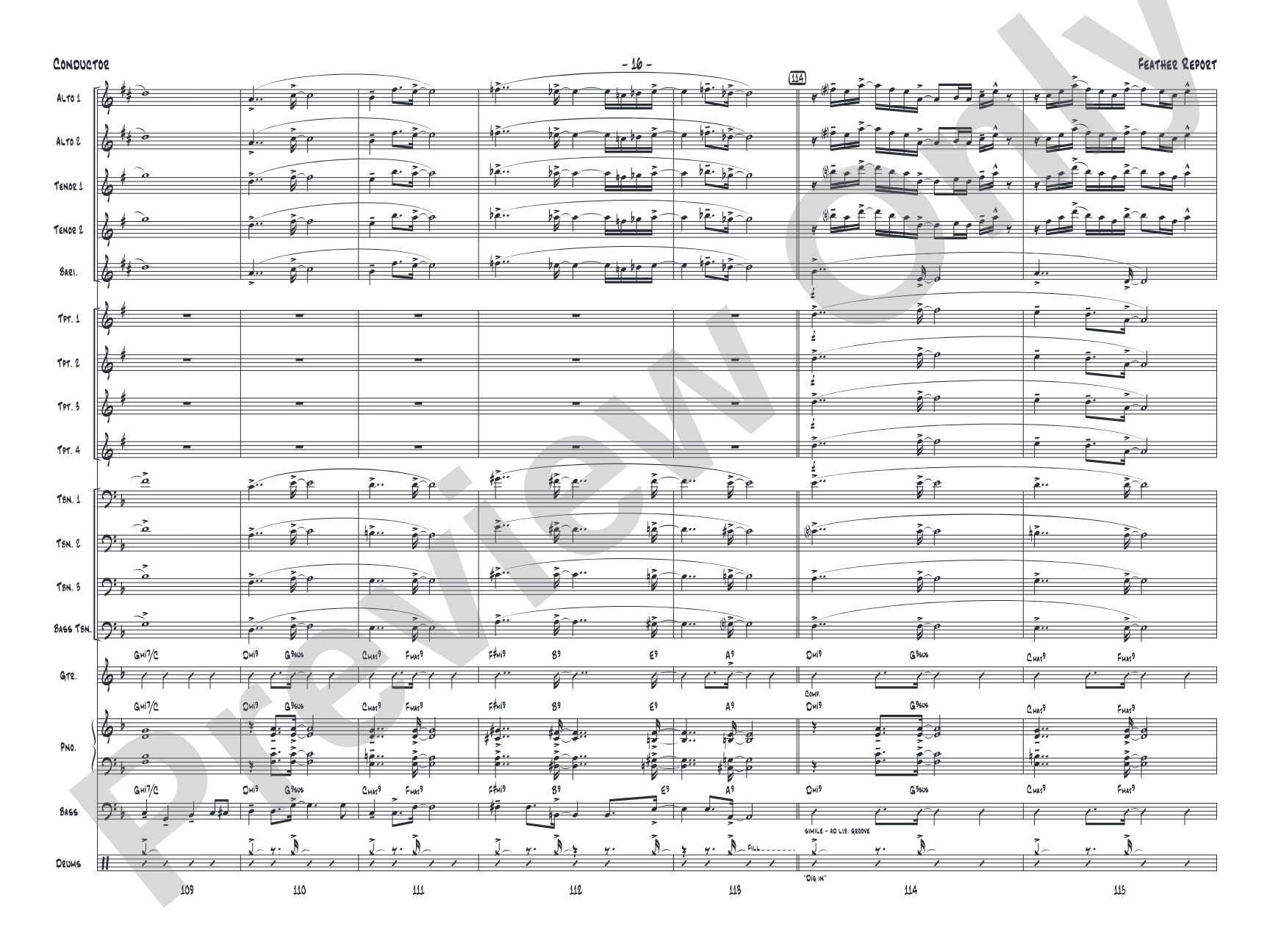 Feather Report: Jazz Ensemble Conductor Score & Parts