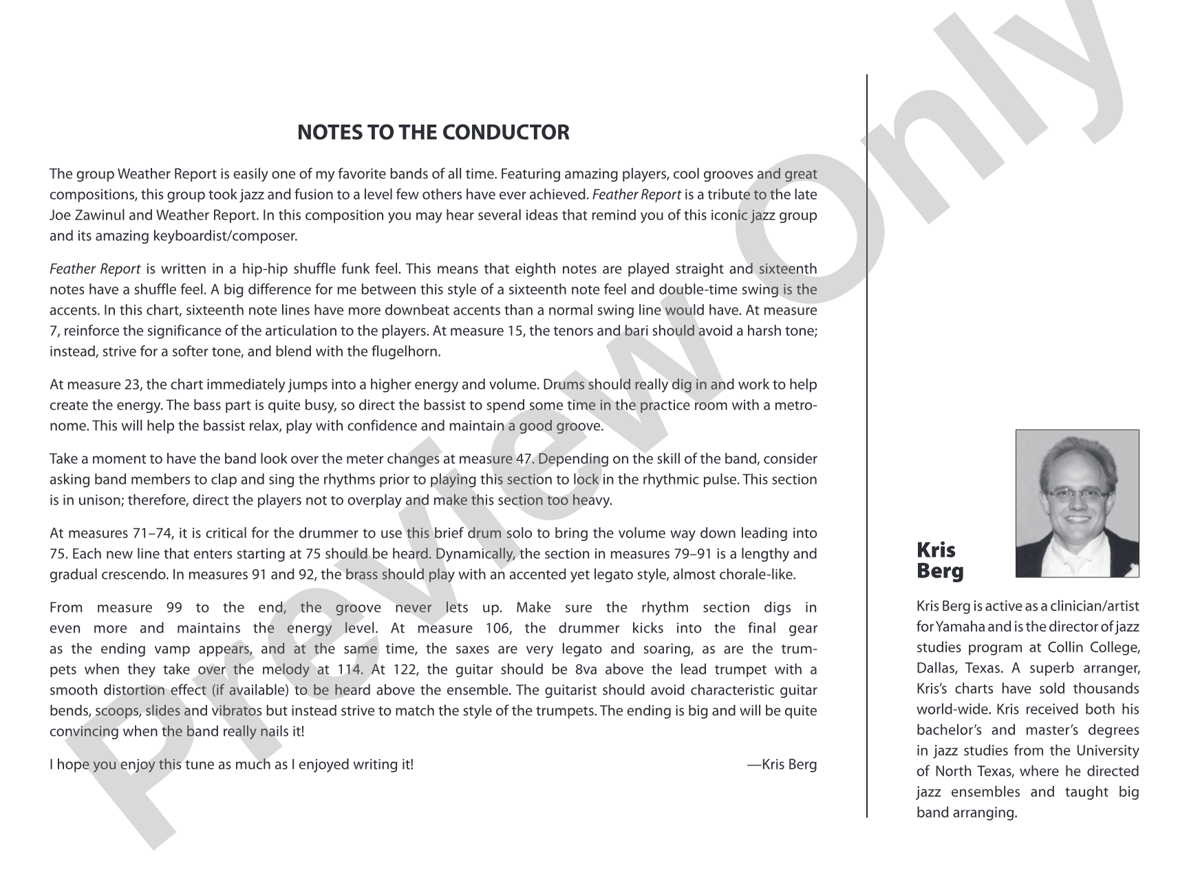 Feather Report: Jazz Ensemble Conductor Score & Parts