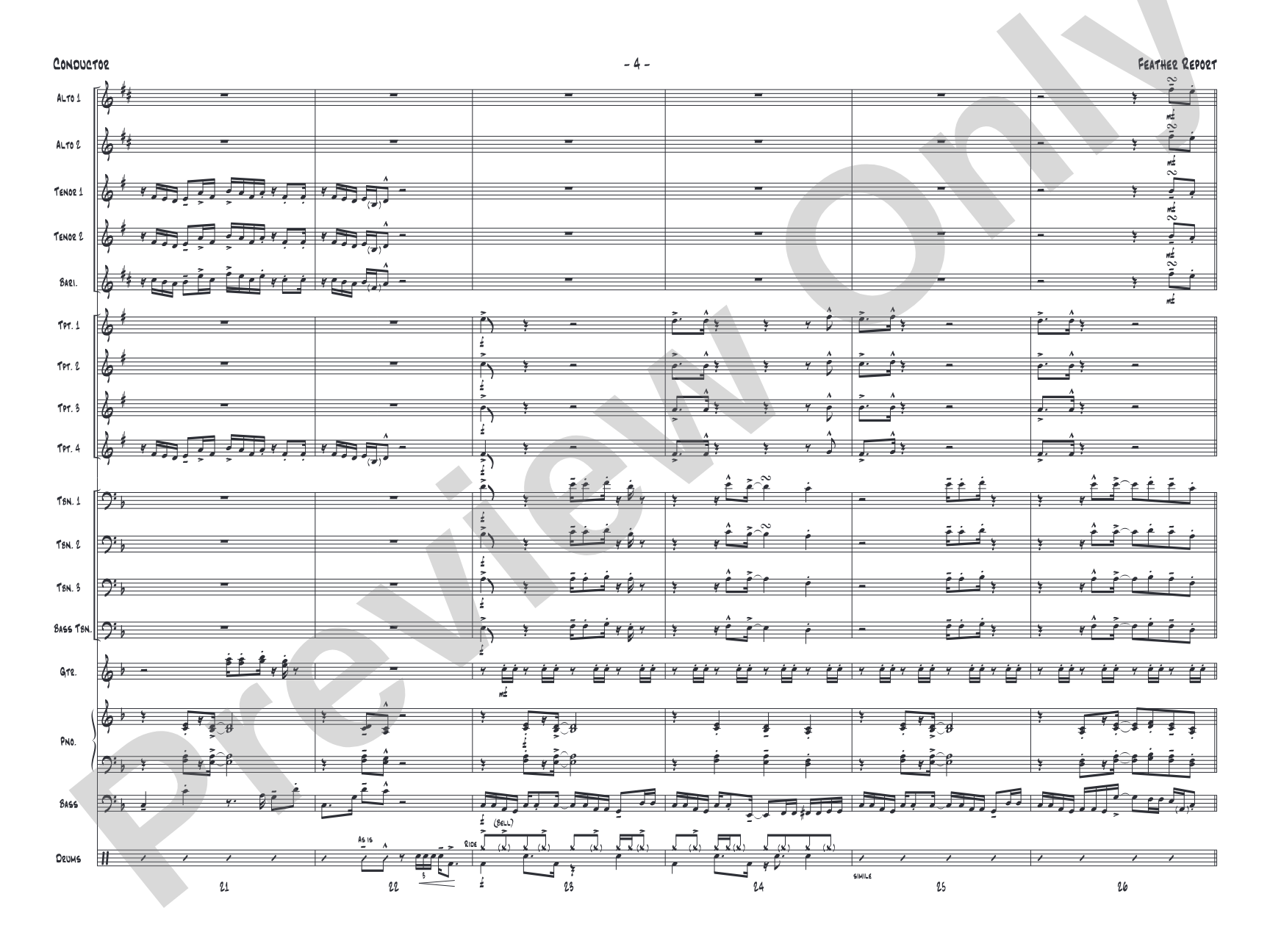 Feather Report: Jazz Ensemble Conductor Score & Parts