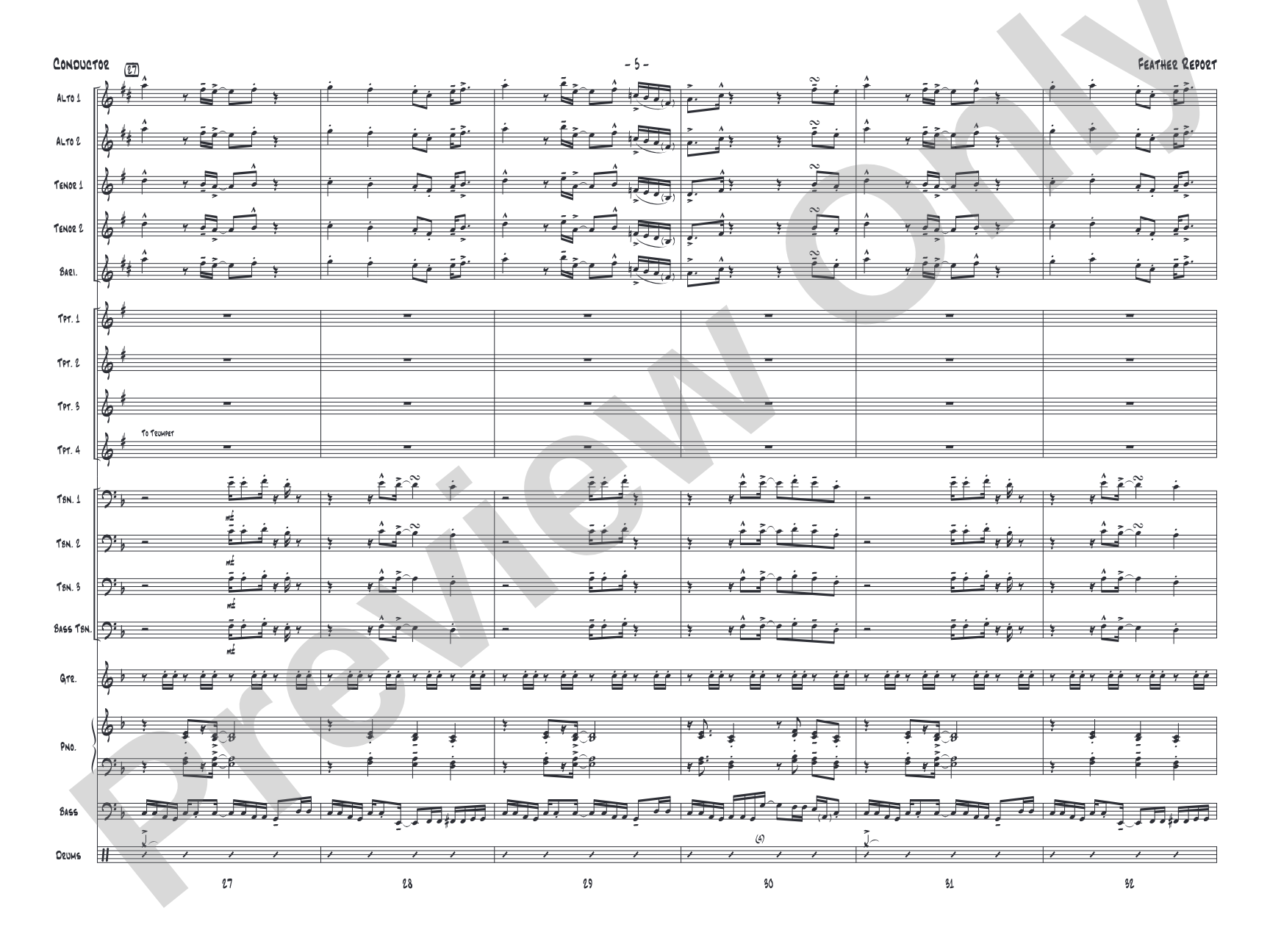 Feather Report: Jazz Ensemble Conductor Score & Parts
