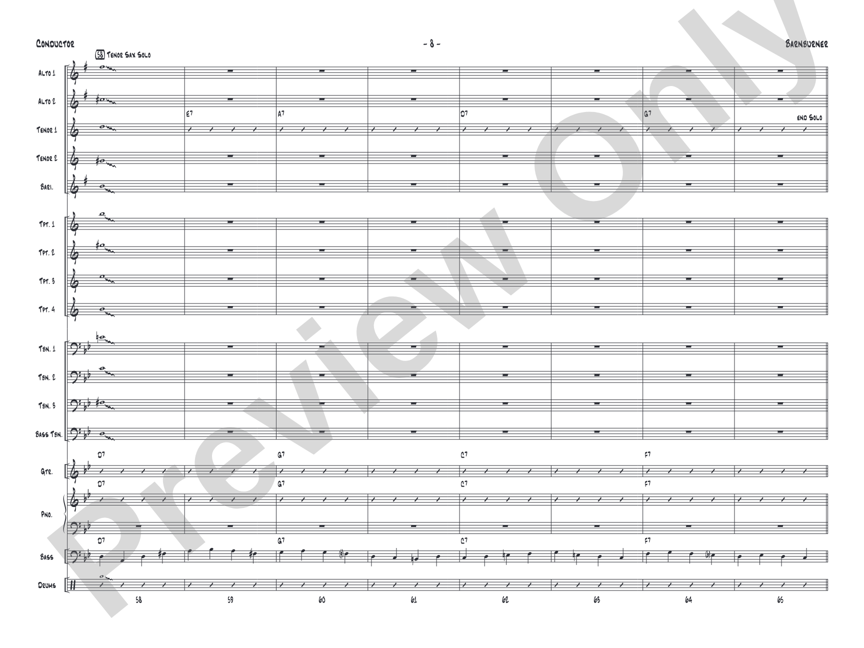 Barnburner: Jazz Ensemble Conductor Score & Parts