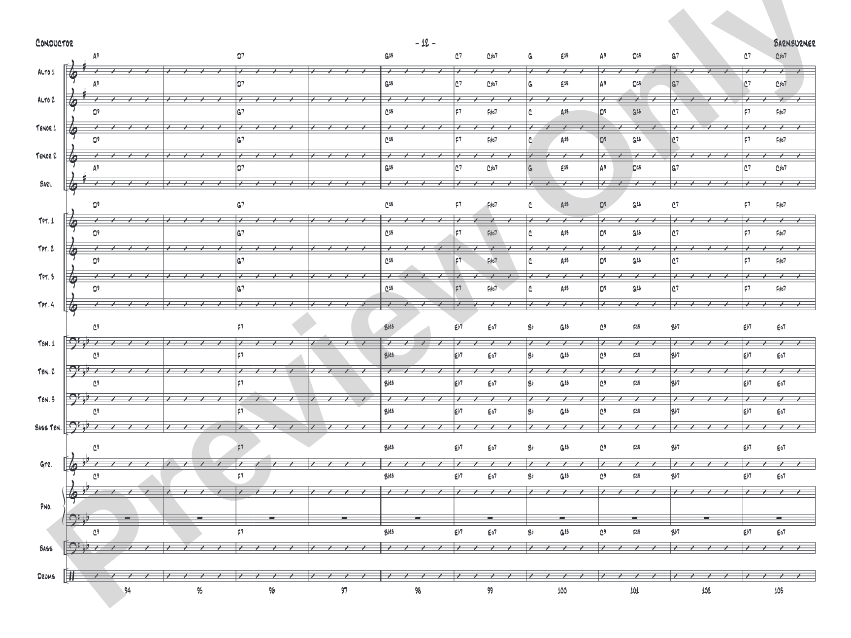Barnburner: Jazz Ensemble Conductor Score & Parts