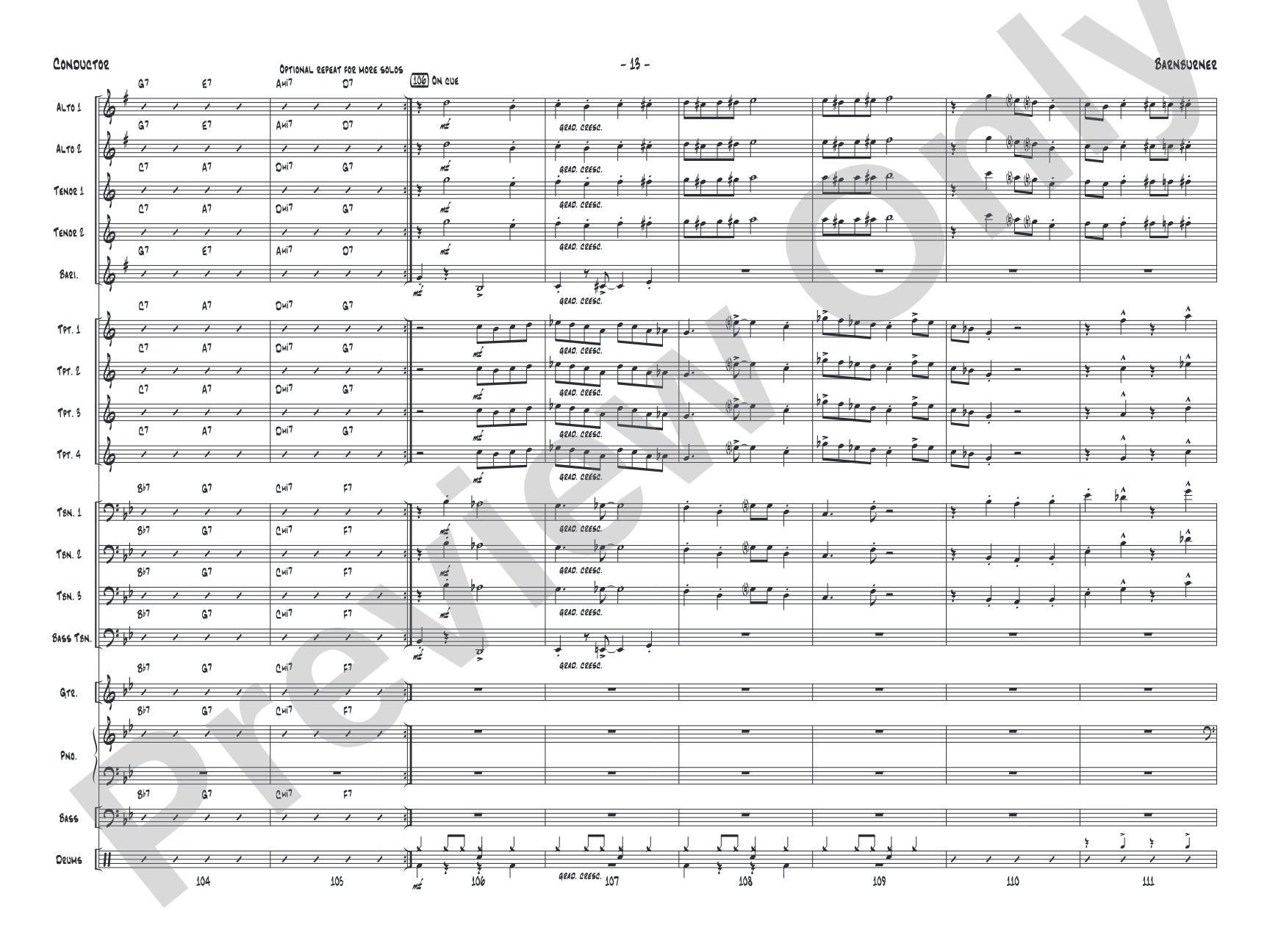 Barnburner: Jazz Ensemble Conductor Score & Parts