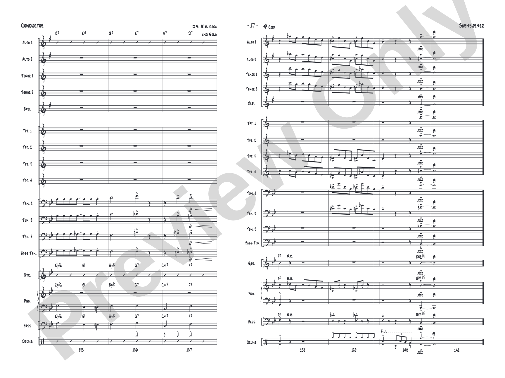 Barnburner: Jazz Ensemble Conductor Score & Parts