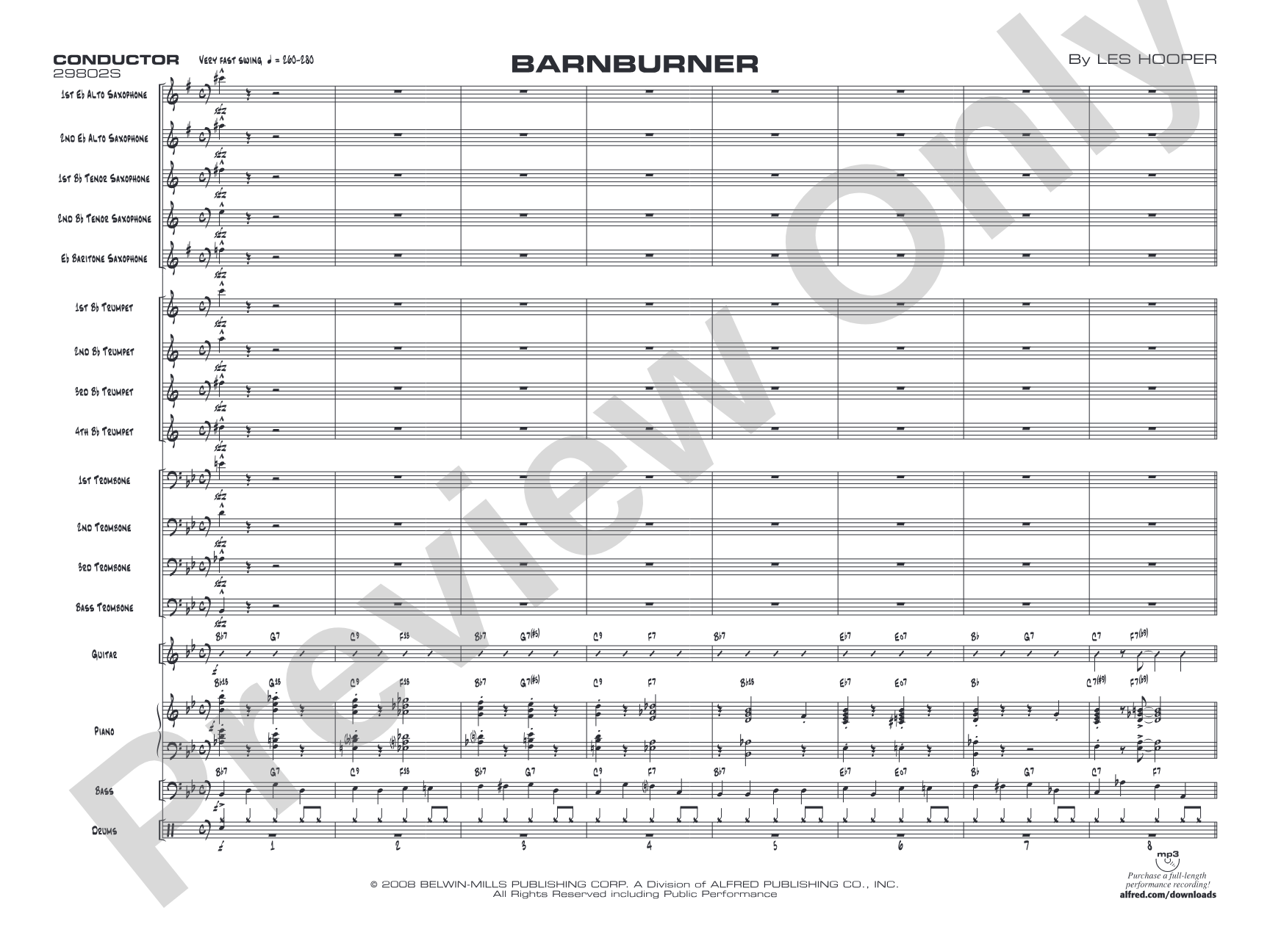 Barnburner: Jazz Ensemble Conductor Score & Parts