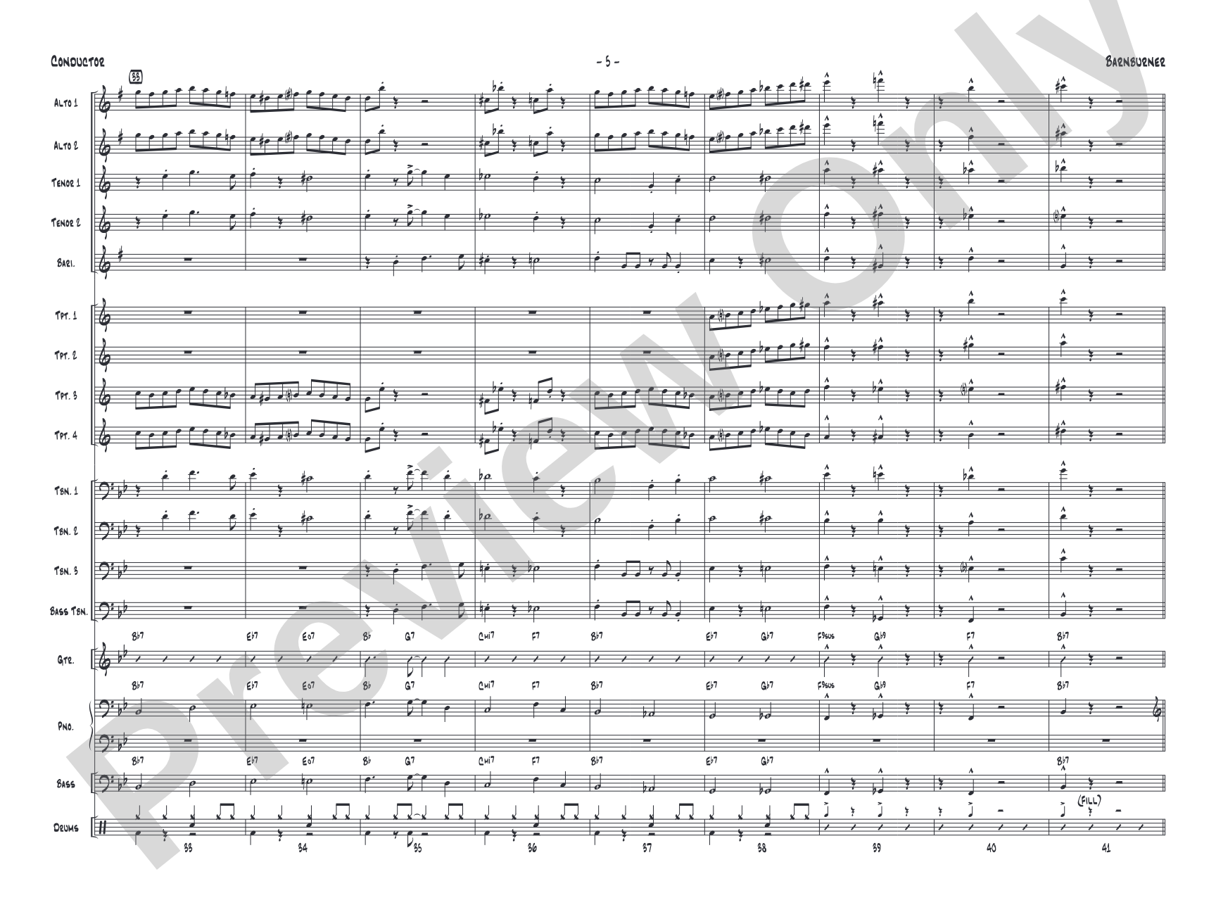 Barnburner: Jazz Ensemble Conductor Score & Parts