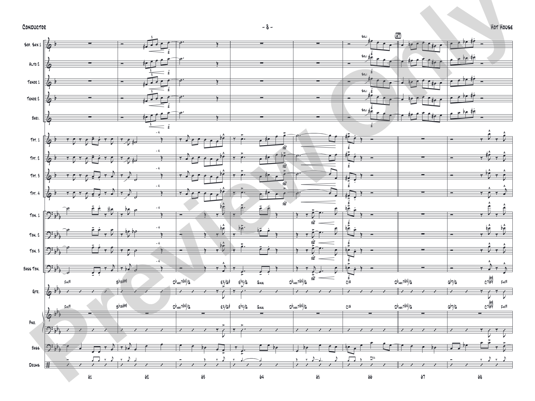 Hot House: Jazz Ensemble Conductor Score & Parts