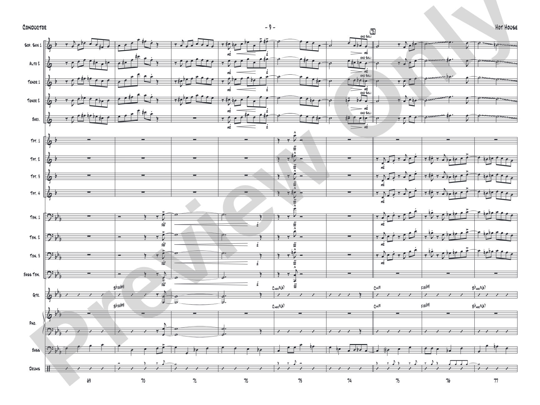 Hot House: Jazz Ensemble Conductor Score & Parts