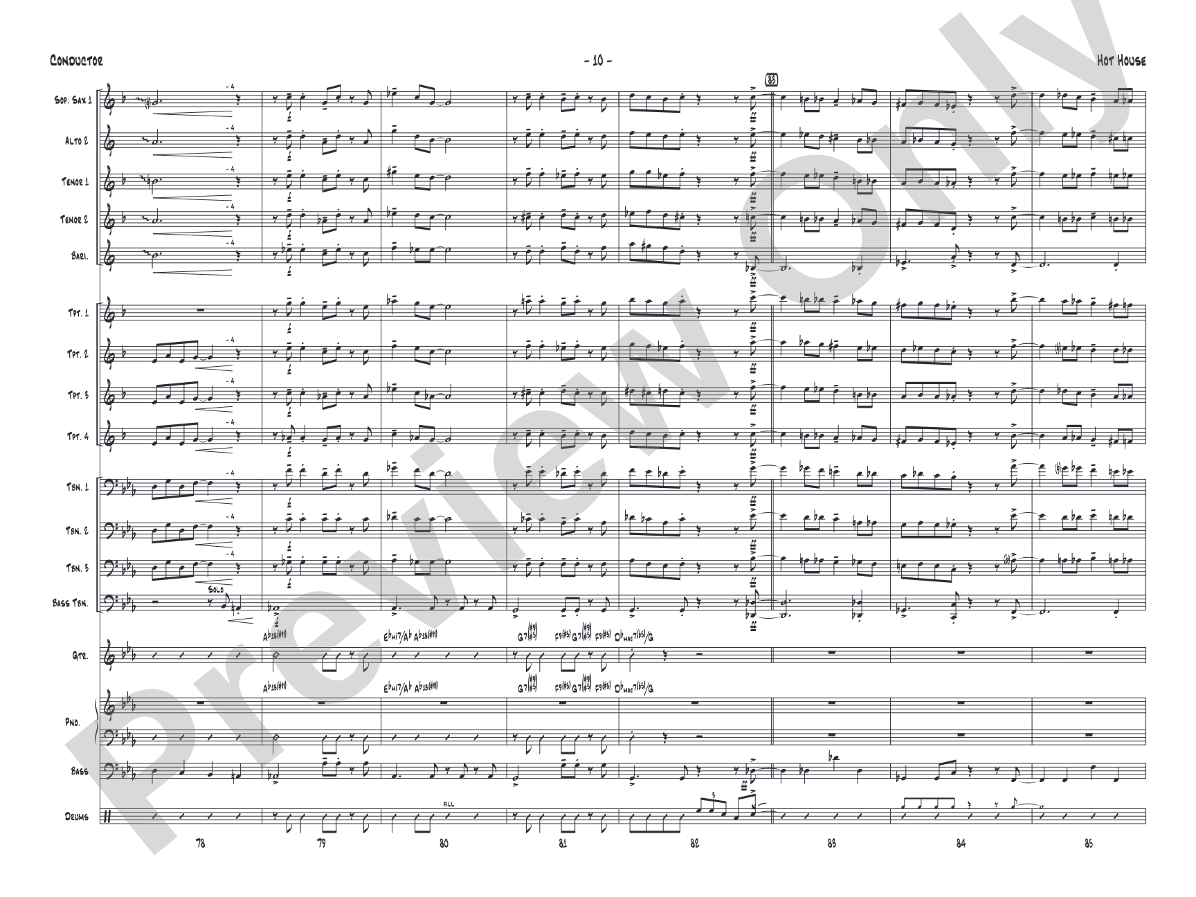 Hot House: Jazz Ensemble Conductor Score & Parts