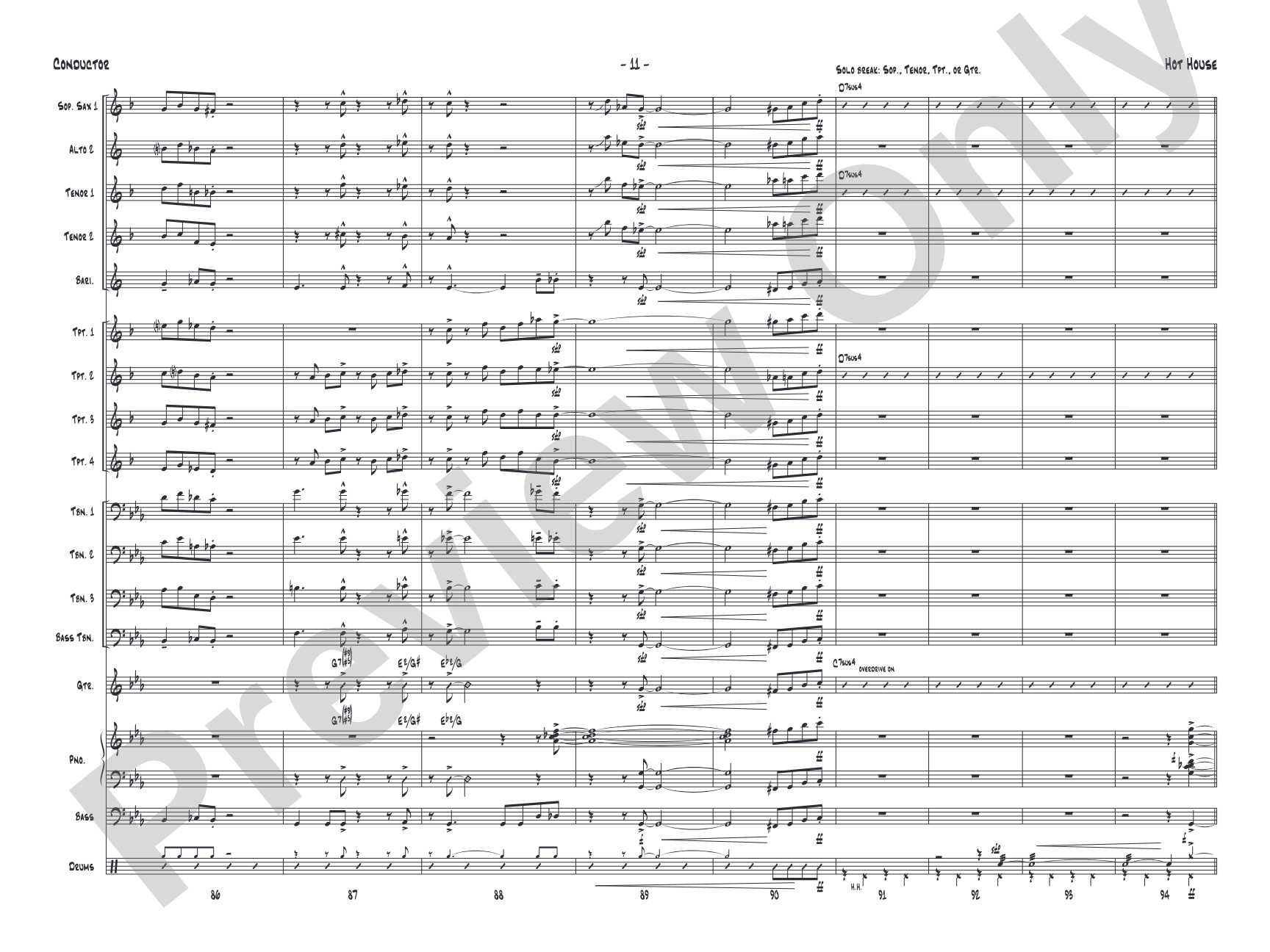 Hot House: Jazz Ensemble Conductor Score & Parts