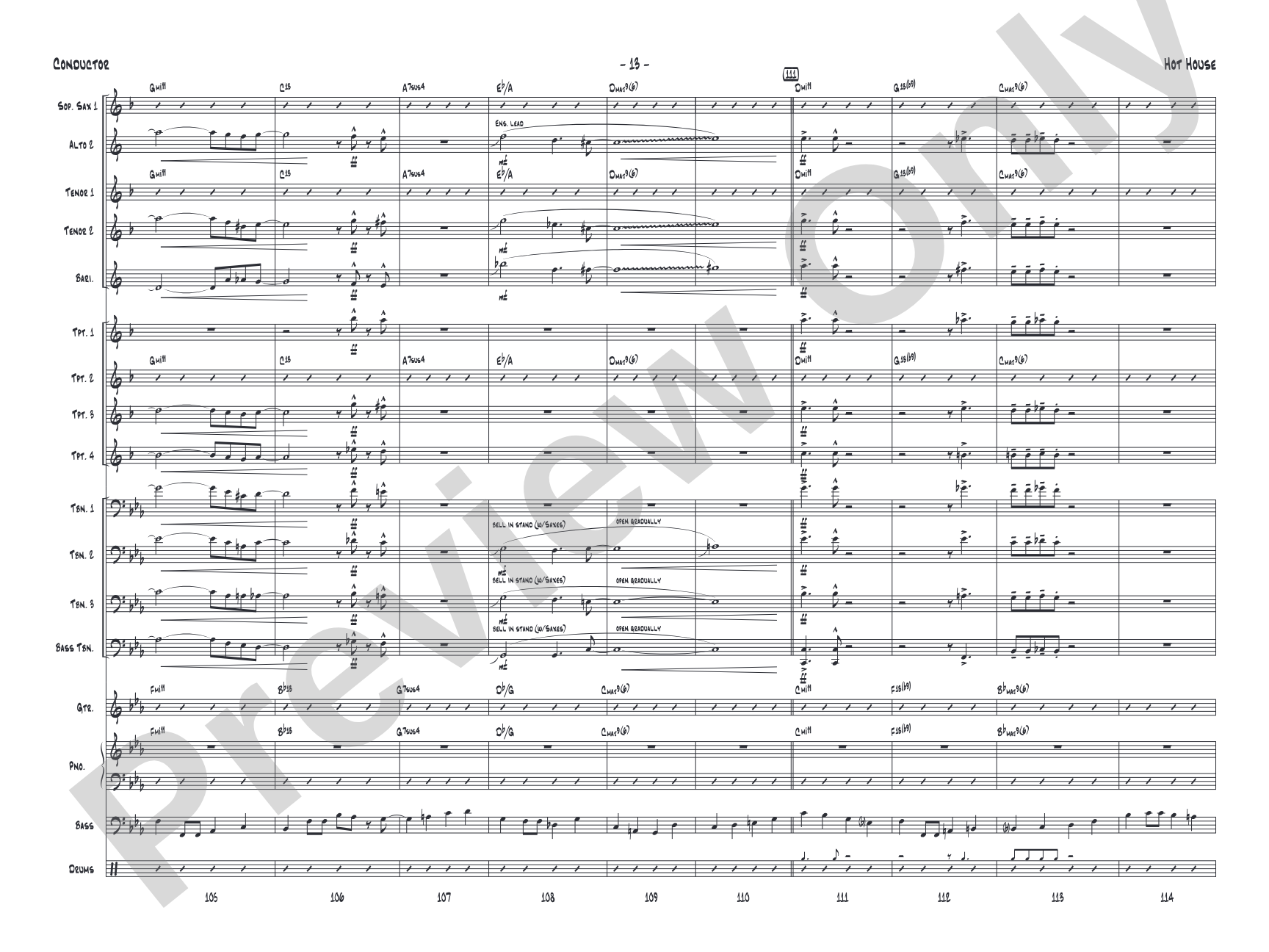 Hot House: Jazz Ensemble Conductor Score & Parts