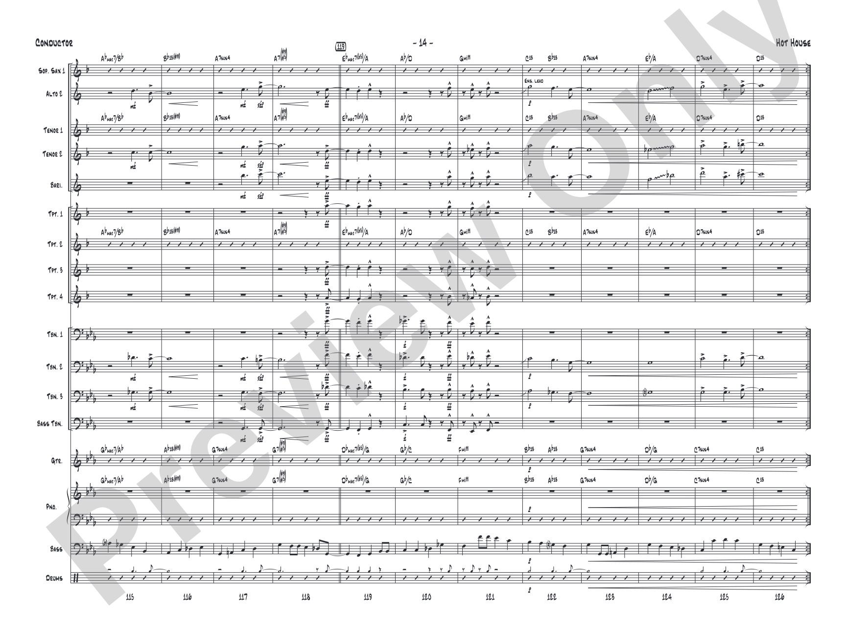Hot House: Jazz Ensemble Conductor Score & Parts