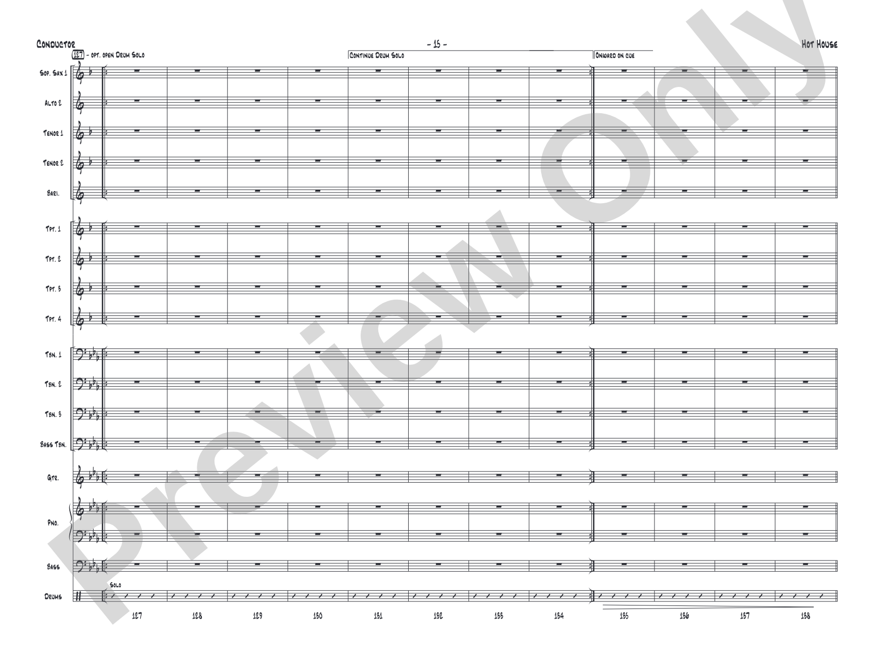 Hot House: Jazz Ensemble Conductor Score & Parts