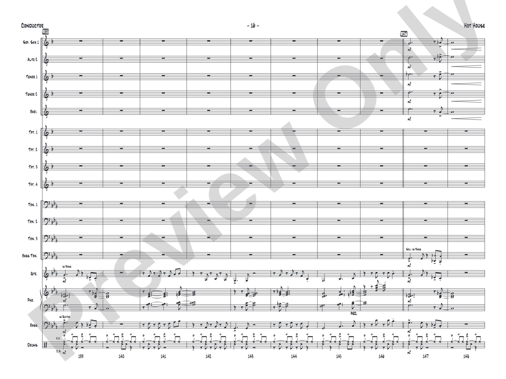Hot House: Jazz Ensemble Conductor Score & Parts