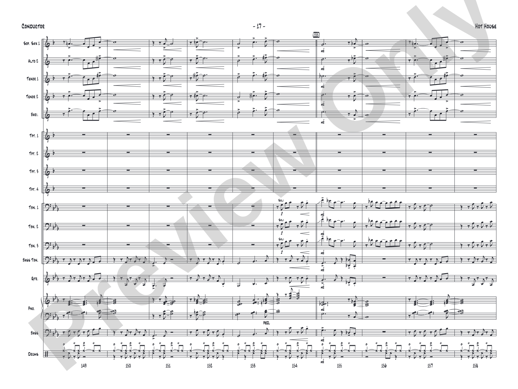 Hot House: Jazz Ensemble Conductor Score & Parts