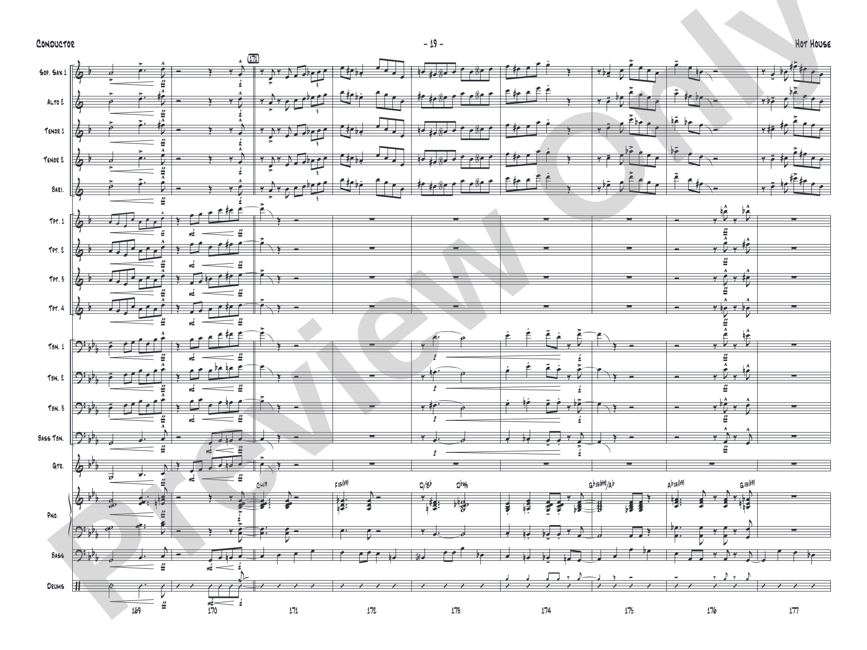 Hot House: Jazz Ensemble Conductor Score & Parts