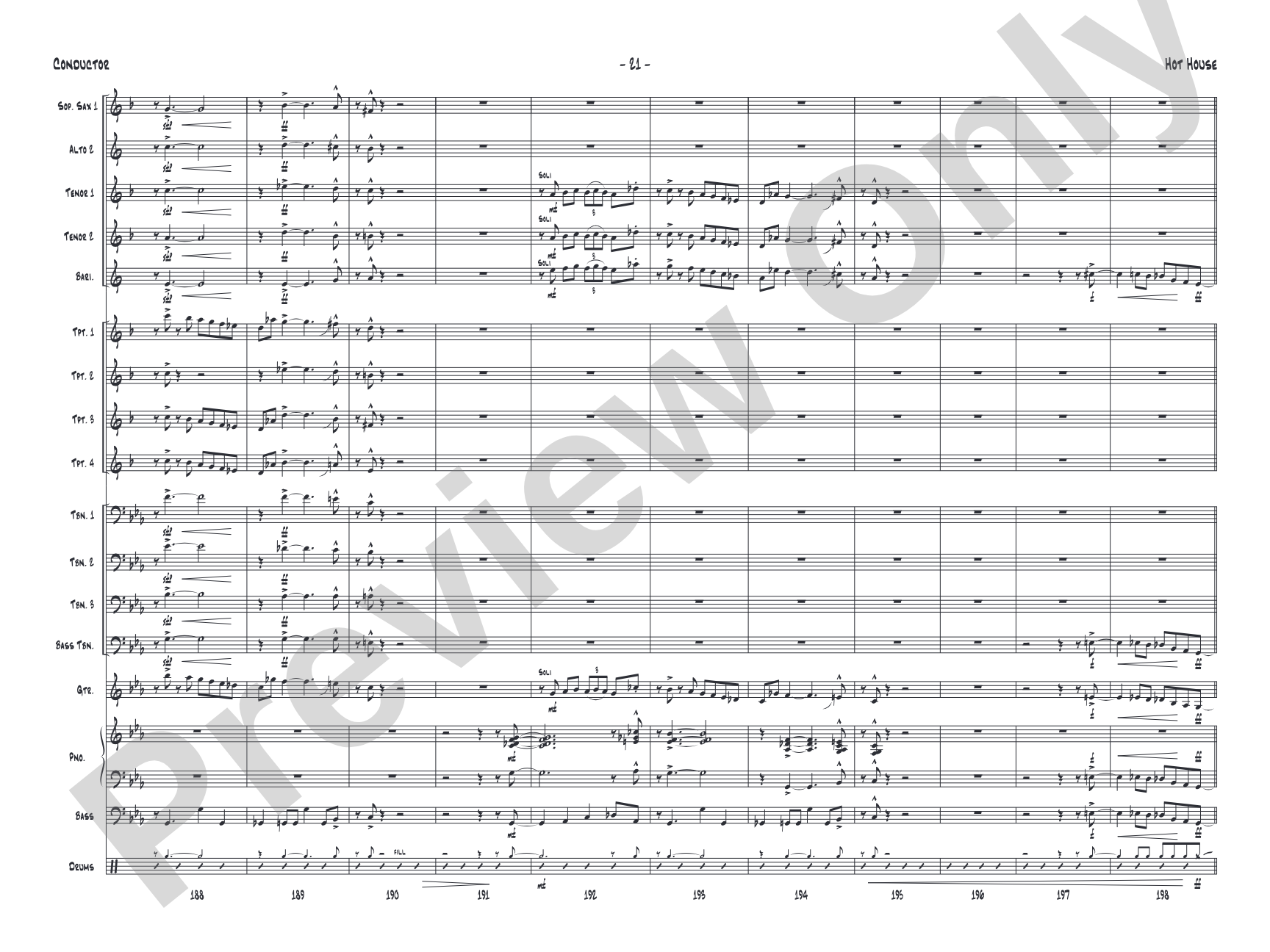 Hot House: Jazz Ensemble Conductor Score & Parts