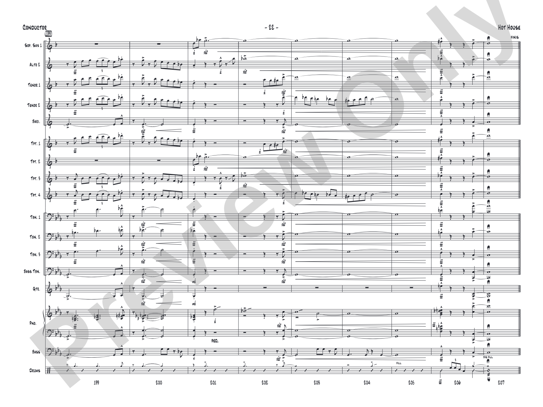 Hot House: Jazz Ensemble Conductor Score & Parts