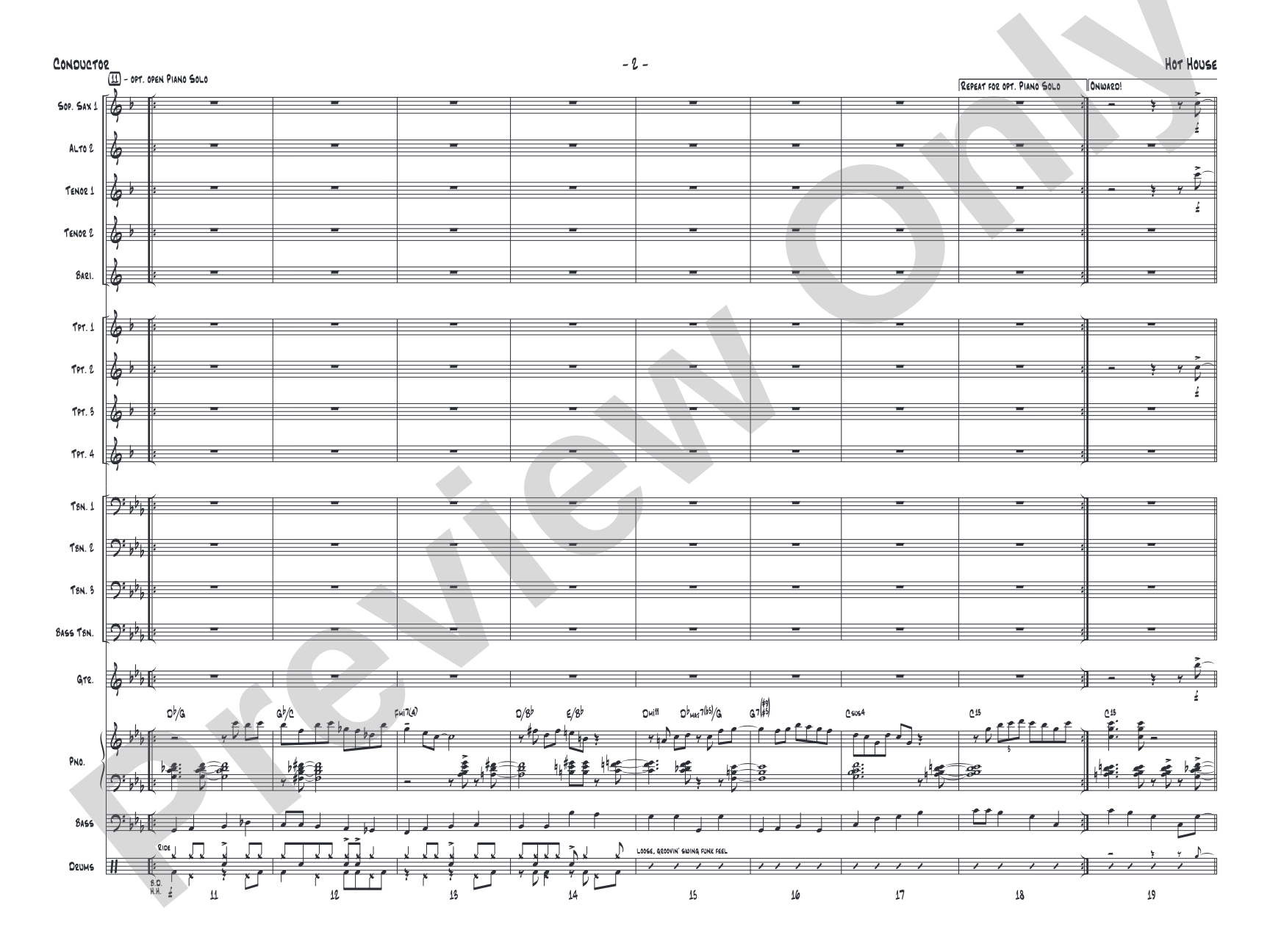 Hot House: Jazz Ensemble Conductor Score & Parts