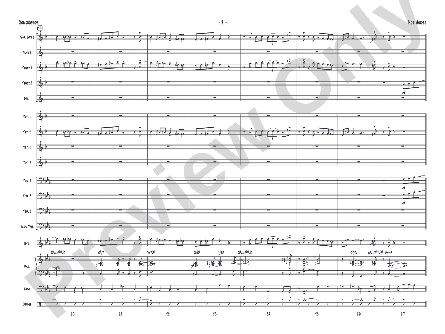Hot House: Jazz Ensemble Conductor Score & Parts