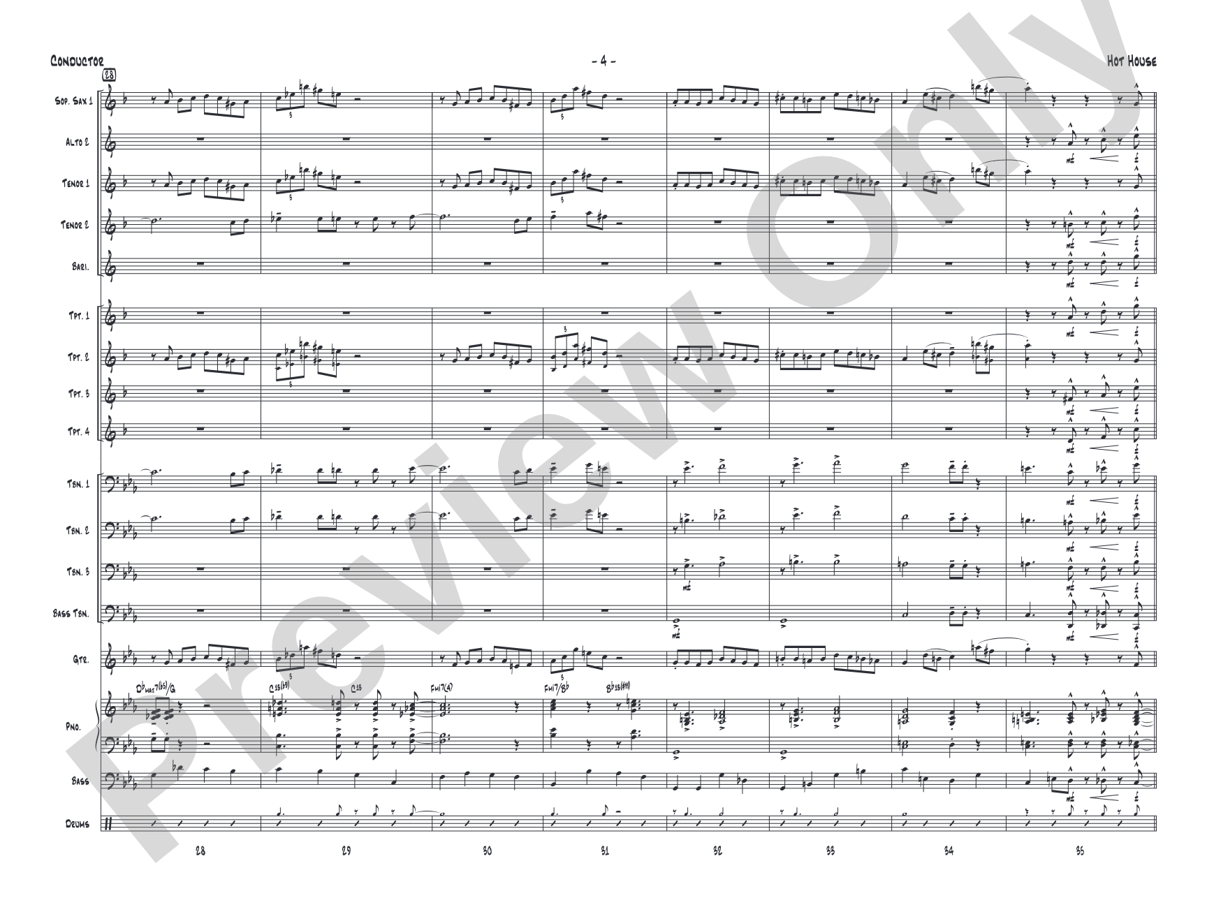 Hot House: Jazz Ensemble Conductor Score & Parts