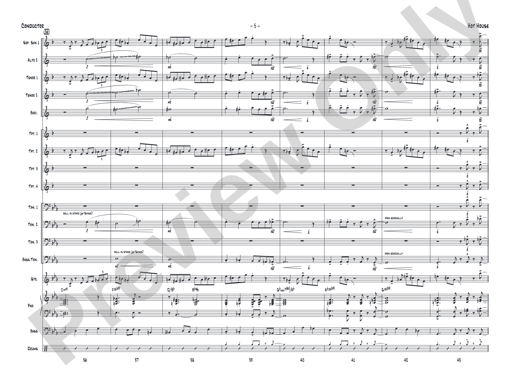 Hot House: Jazz Ensemble Conductor Score & Parts