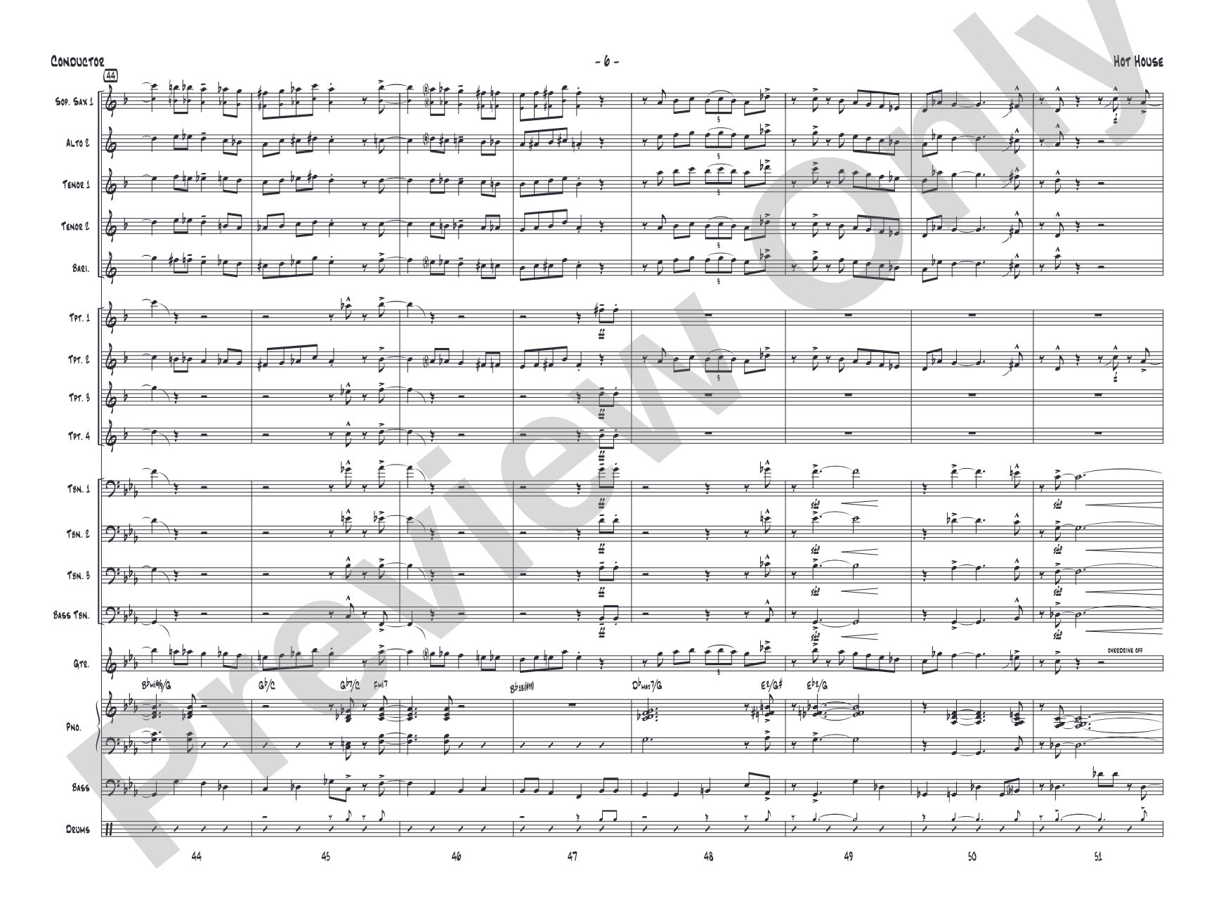Hot House: Jazz Ensemble Conductor Score & Parts