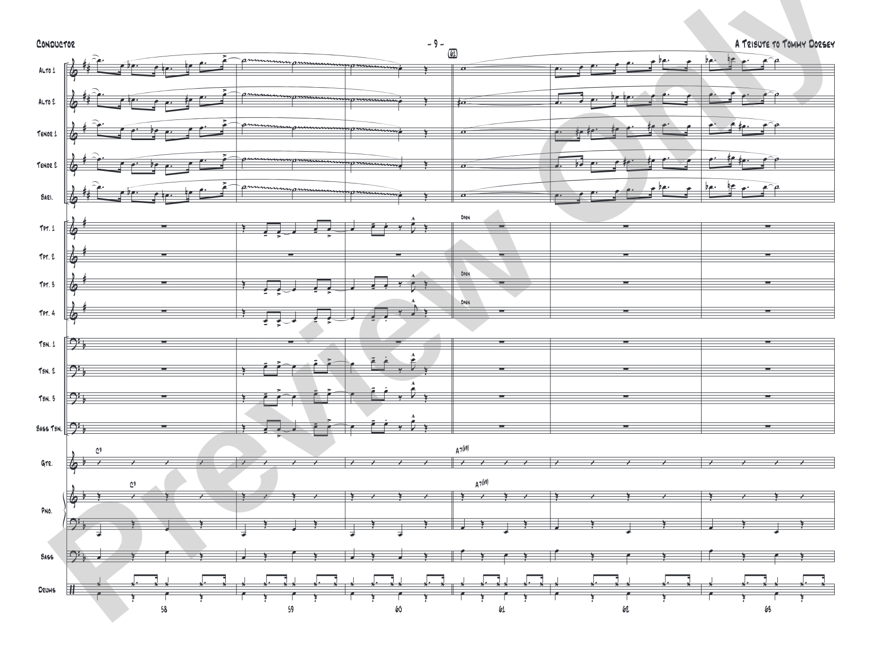 A Tribute to Tommy Dorsey: Jazz Ensemble Conductor Score & Parts