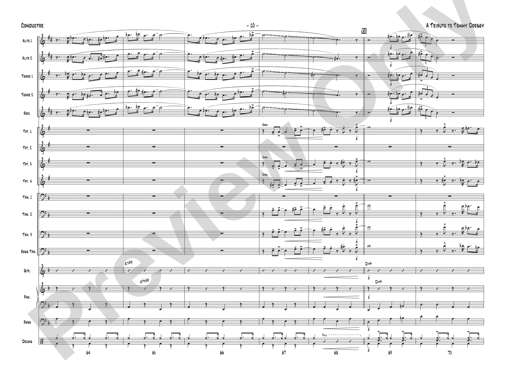 A Tribute to Tommy Dorsey: Jazz Ensemble Conductor Score & Parts