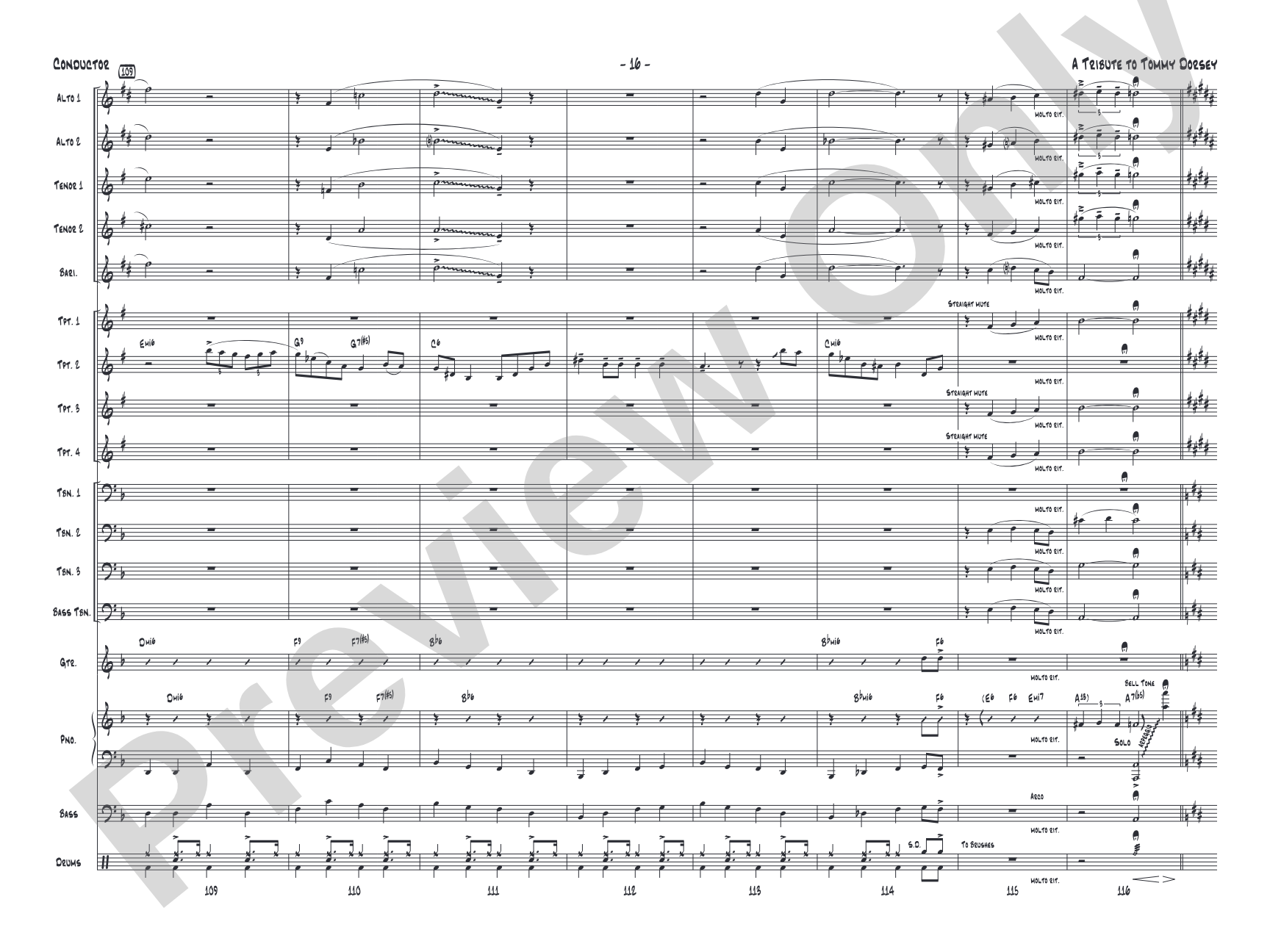 A Tribute to Tommy Dorsey: Jazz Ensemble Conductor Score & Parts