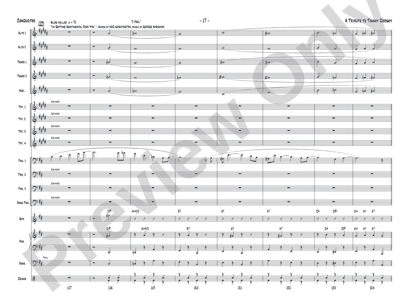 A Tribute to Tommy Dorsey: Jazz Ensemble Conductor Score & Parts